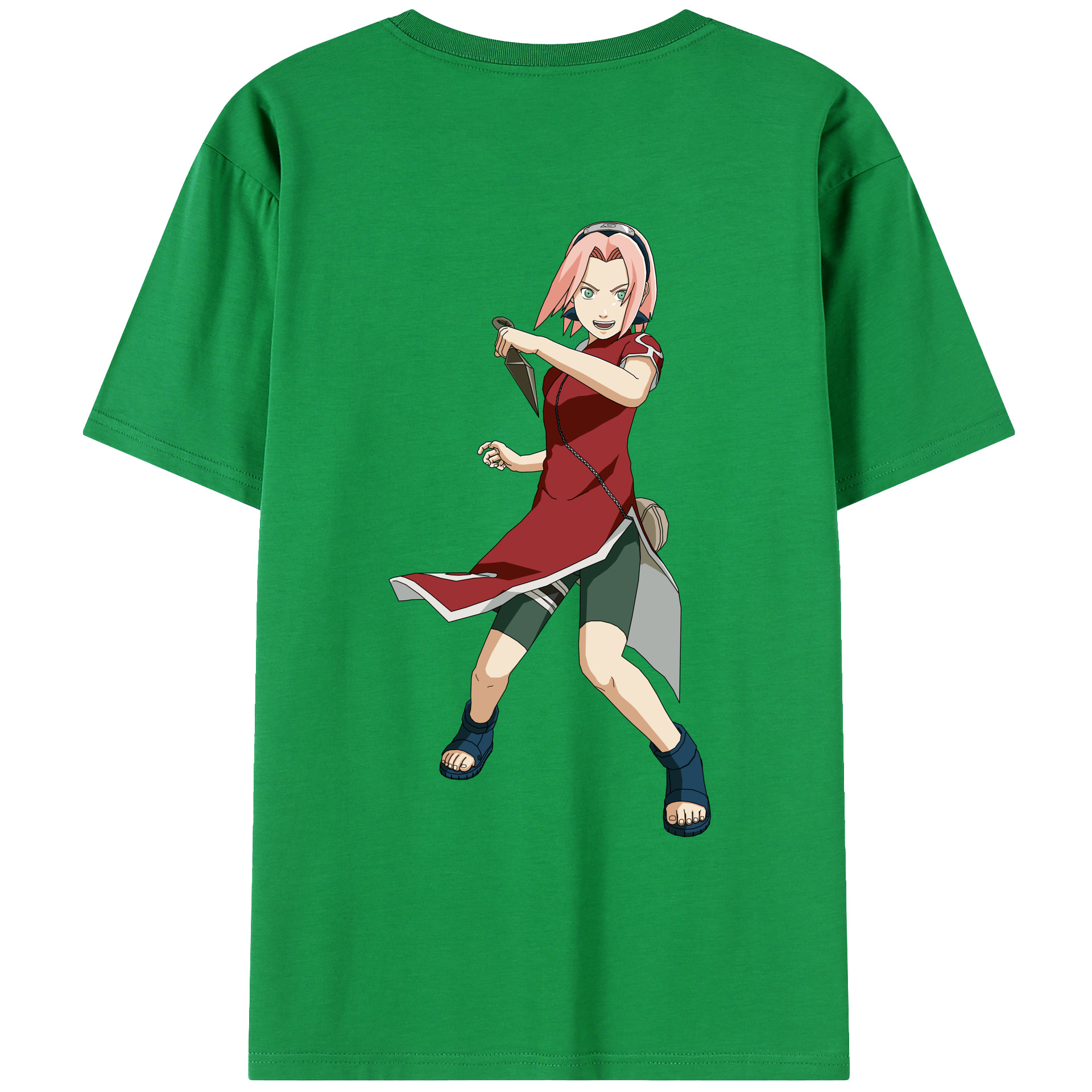 （画像用） NARUTO -ナルト- 春野サクラ Haruno Sakura 綿100％ メンズ半袖Tシャツ（バックプリント） 通気性