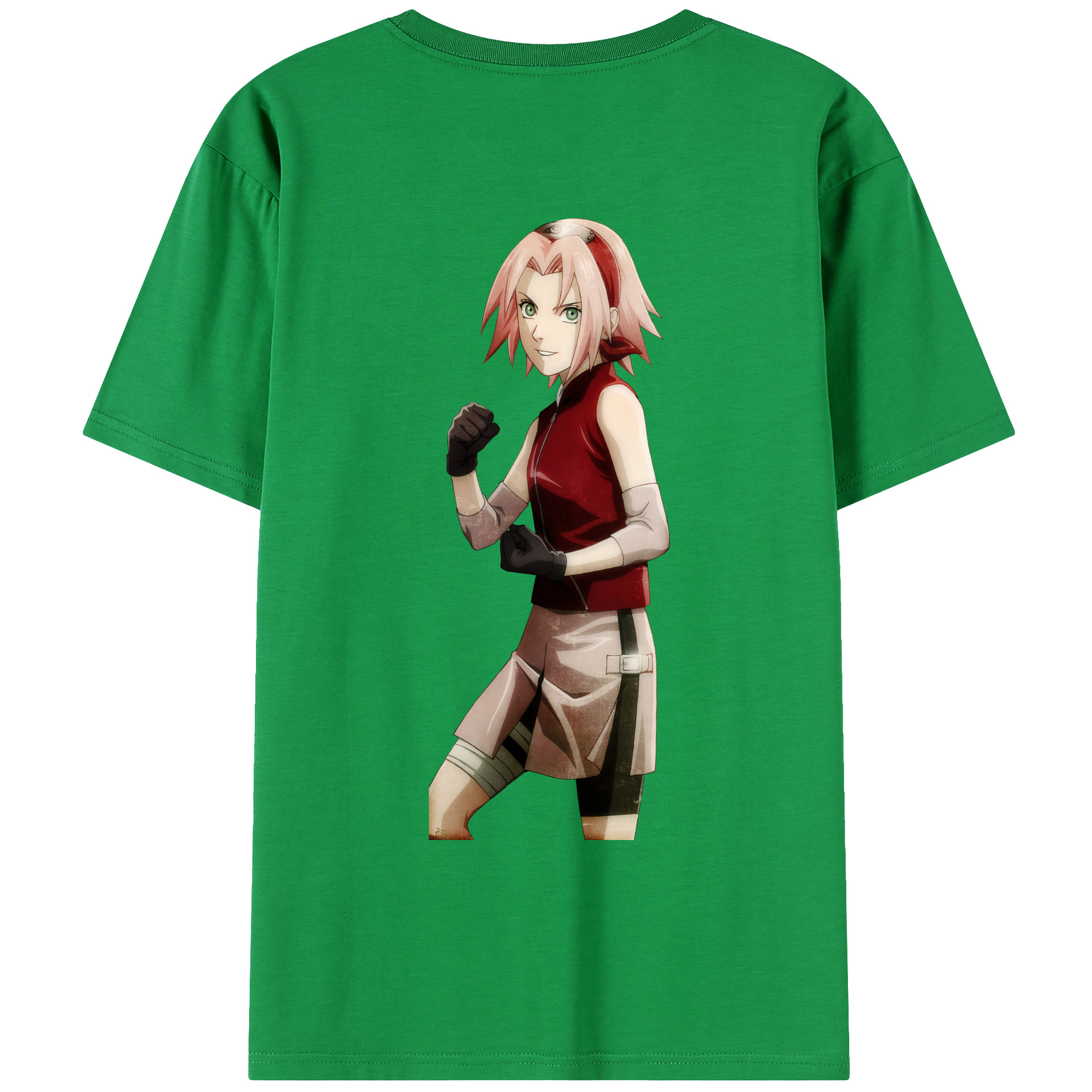 （画像用） NARUTO -ナルト- 春野サクラ Haruno Sakura 綿100％ メンズ半袖Tシャツ（バックプリント） 通気性