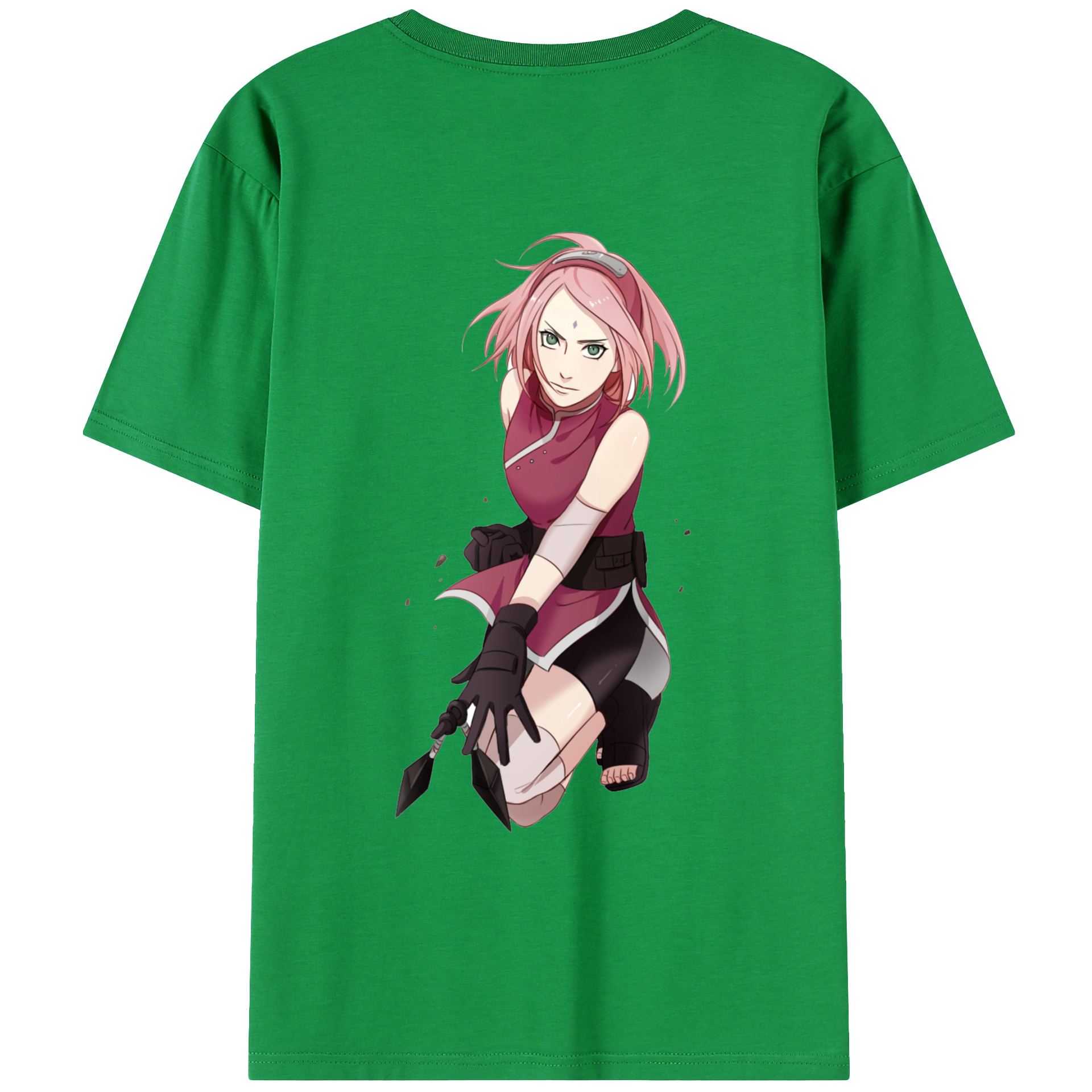 （画像用） NARUTO -ナルト- 春野サクラ Haruno Sakura 綿100％ メンズ半袖Tシャツ（バックプリント） 通気性