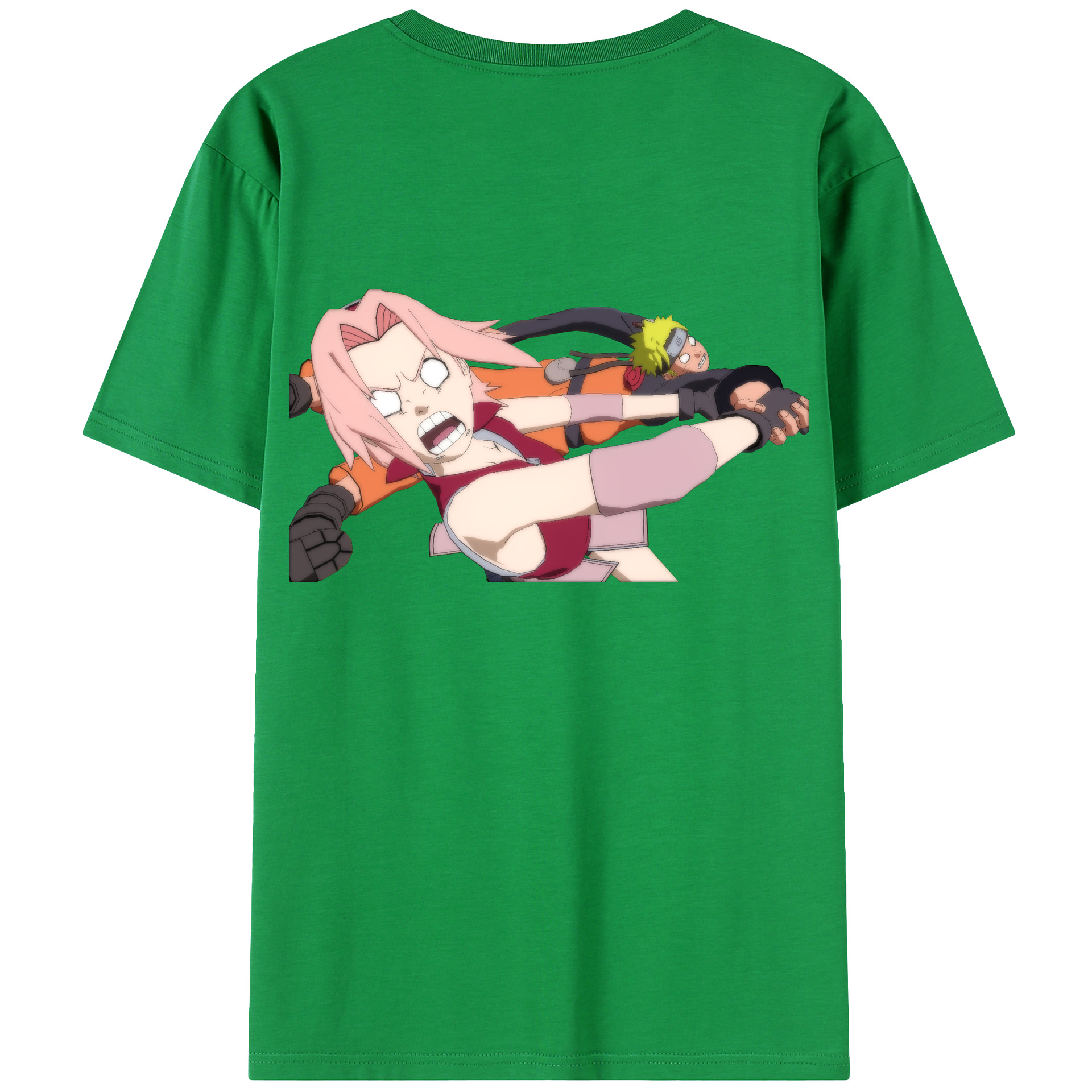 （画像用） NARUTO -ナルト- 春野サクラ Haruno Sakura 綿100％ メンズ半袖Tシャツ（バックプリント） 通気性