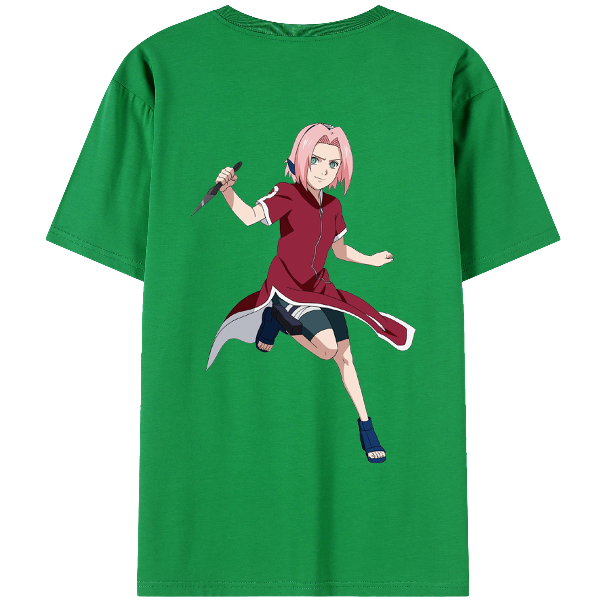 （画像用） NARUTO -ナルト- 春野サクラ Haruno Sakura 綿100％ メンズ半袖Tシャツ（バックプリント） 通気性