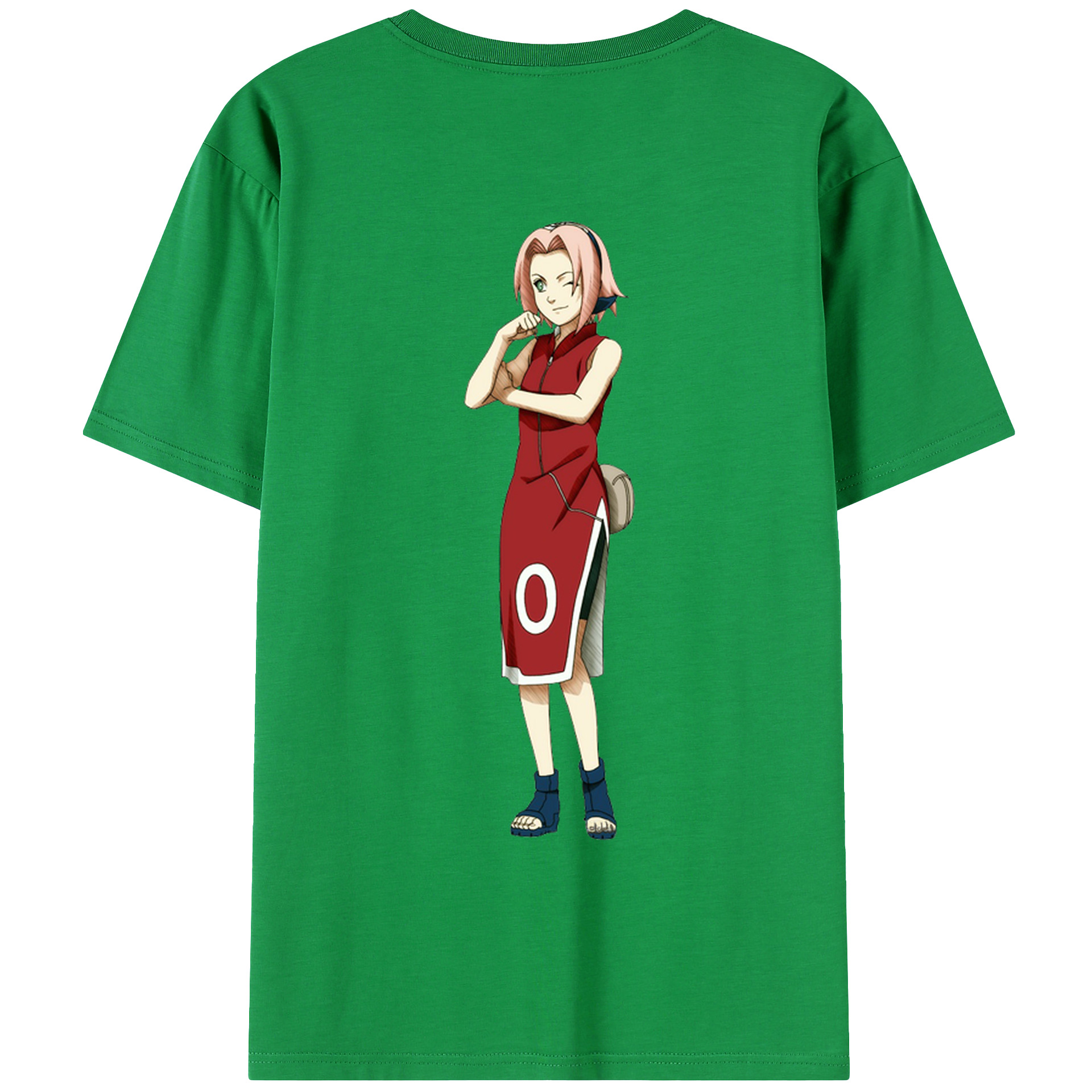 （画像用） NARUTO -ナルト- 春野サクラ Haruno Sakura 綿100％ メンズ半袖Tシャツ（バックプリント） 通気性