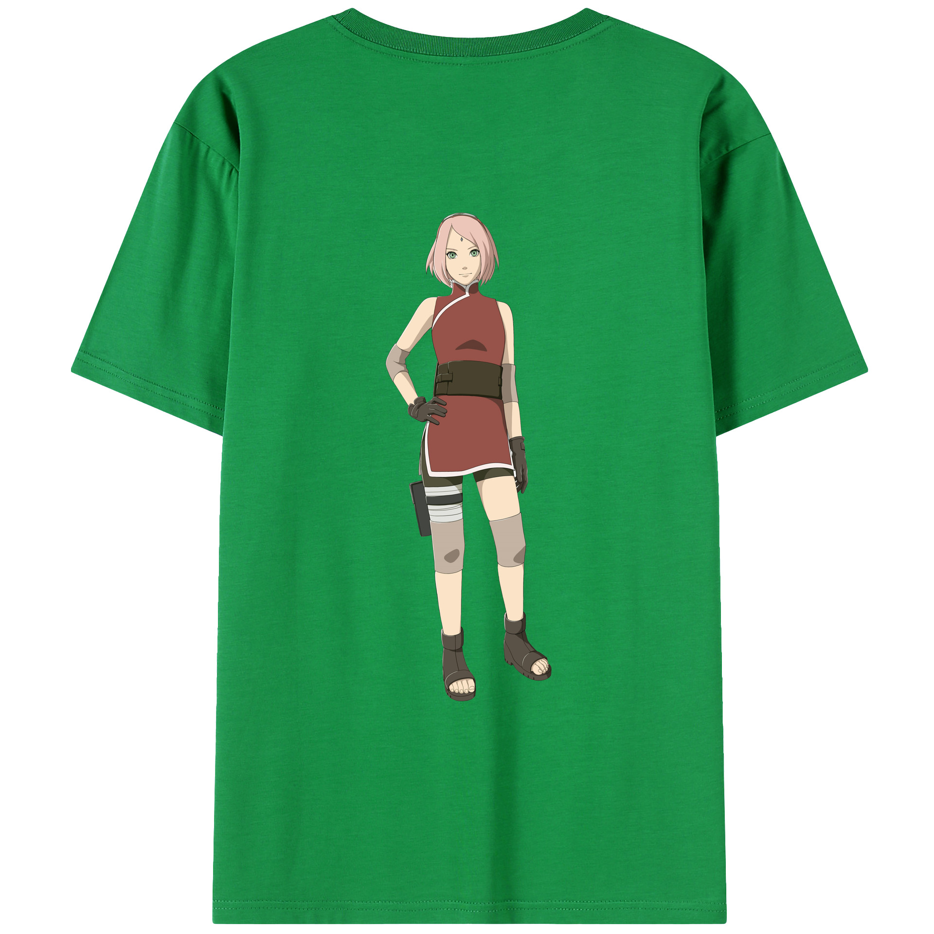 （画像用） NARUTO -ナルト- 春野サクラ Haruno Sakura 綿100％ メンズ半袖Tシャツ（バックプリント） 通気性