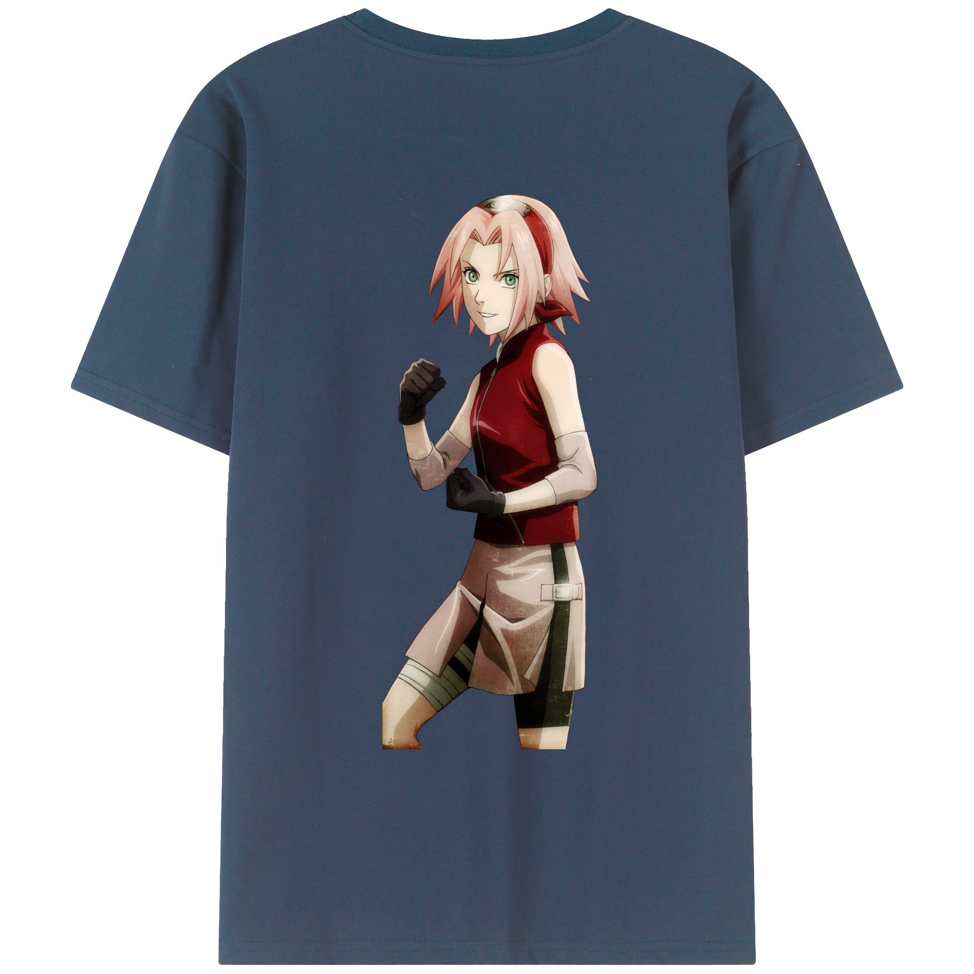 （画像用） NARUTO -ナルト- 春野サクラ Haruno Sakura 綿100％ メンズ半袖Tシャツ（バックプリント） 通気性