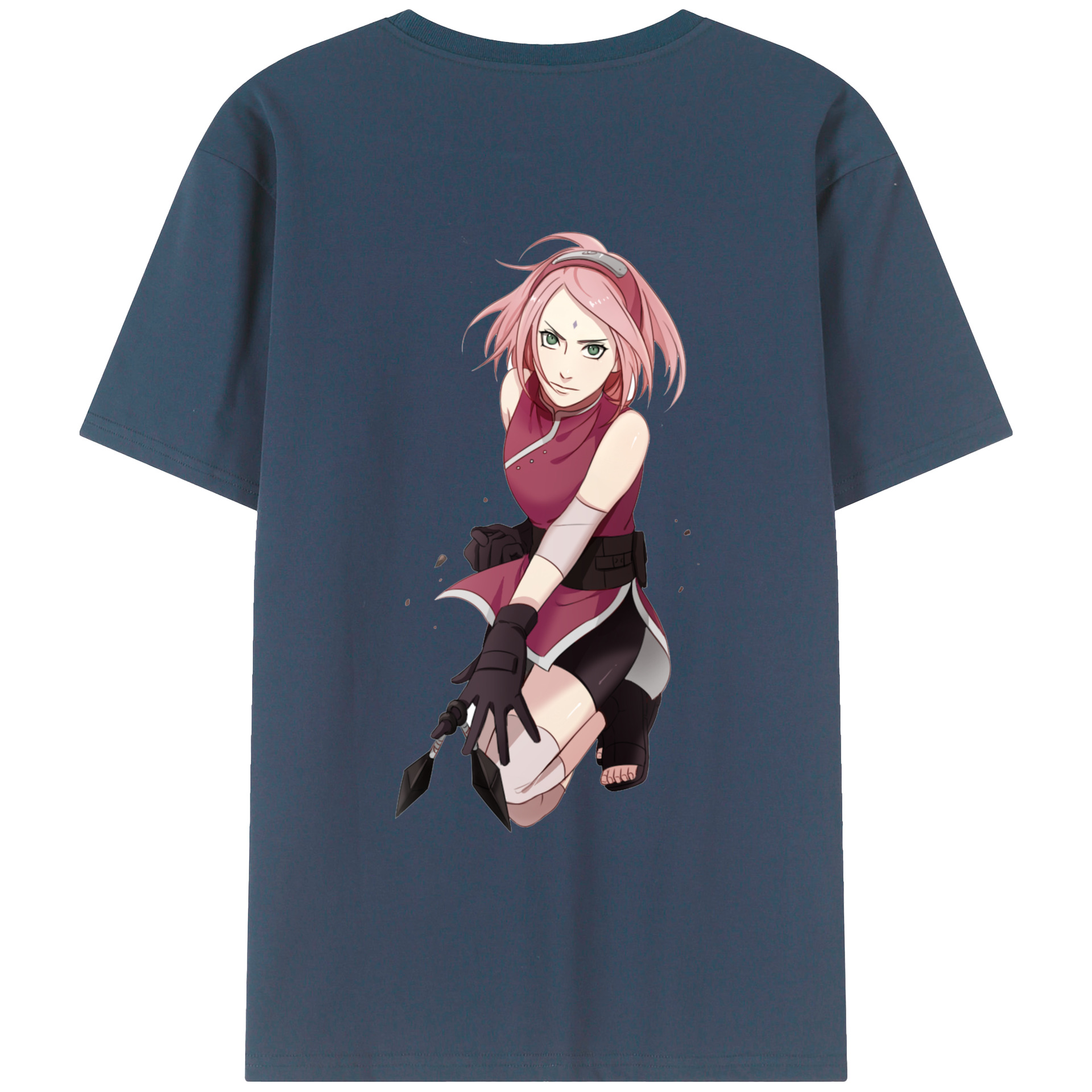 （画像用） NARUTO -ナルト- 春野サクラ Haruno Sakura 綿100％ メンズ半袖Tシャツ（バックプリント） 通気性