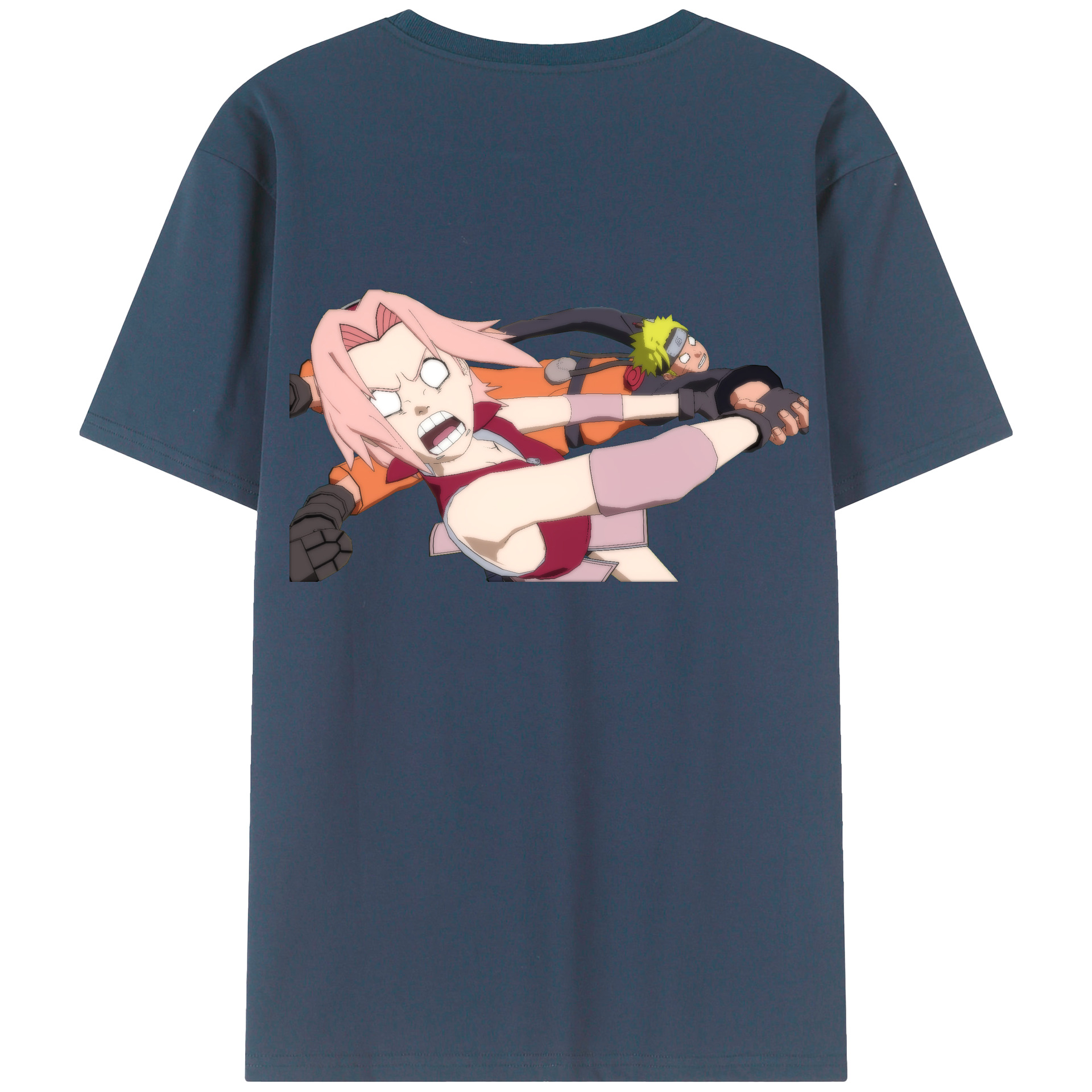 （画像用） NARUTO -ナルト- 春野サクラ Haruno Sakura 綿100％ メンズ半袖Tシャツ（バックプリント） 通気性