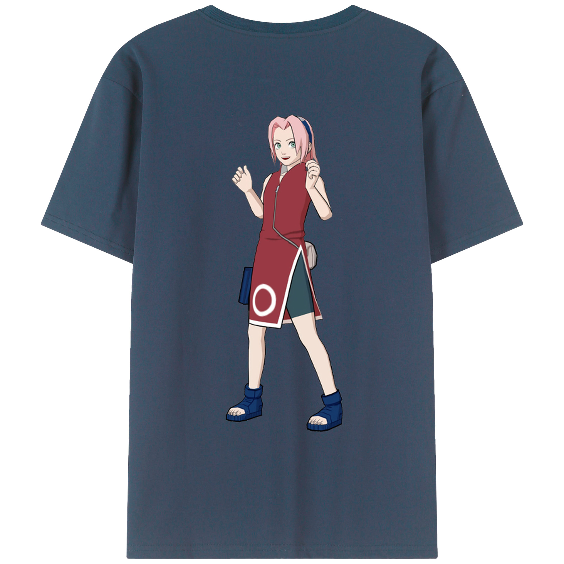 （画像用） NARUTO -ナルト- 春野サクラ Haruno Sakura 綿100％ メンズ半袖Tシャツ（バックプリント） 通気性