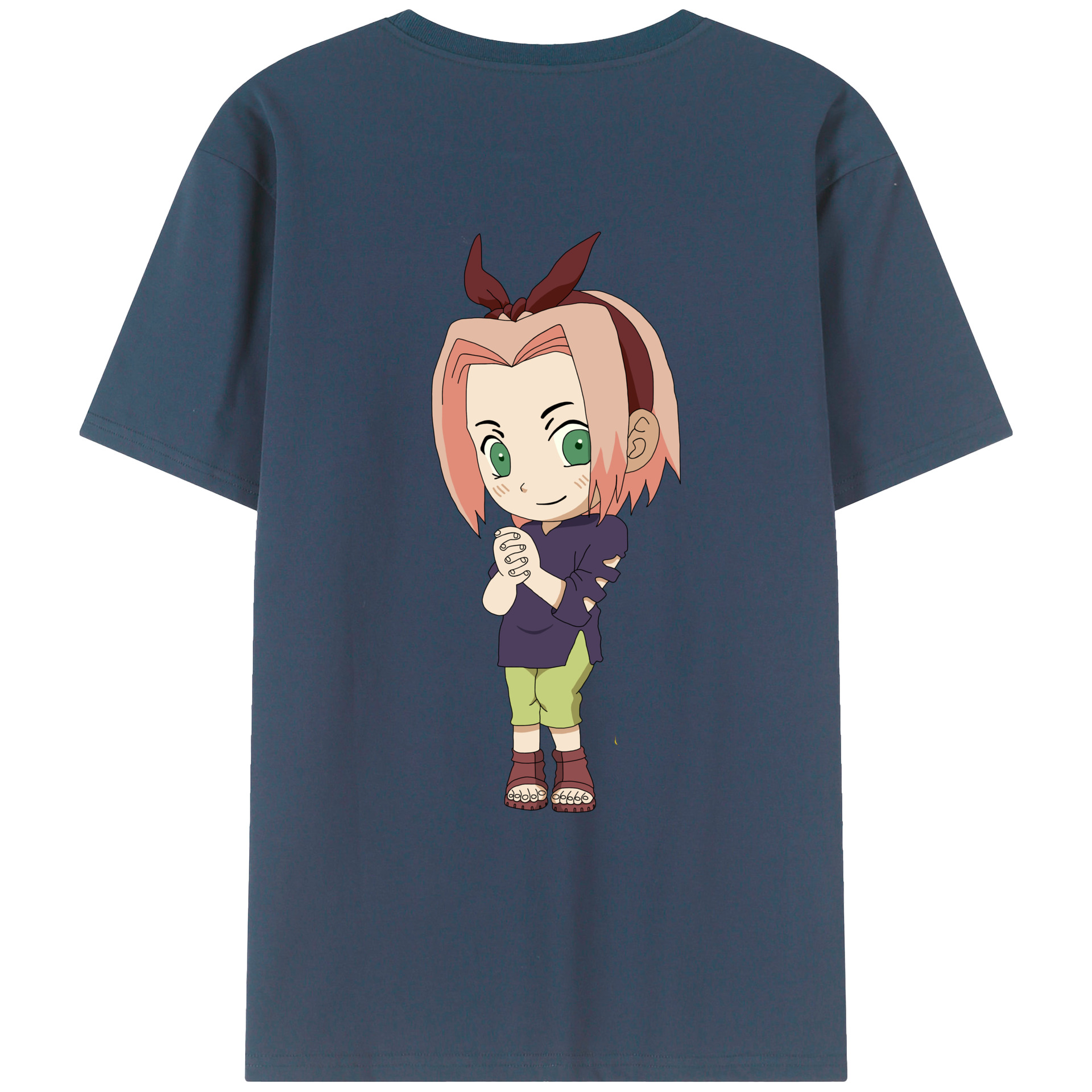 （画像用） NARUTO -ナルト- 春野サクラ Haruno Sakura 綿100％ メンズ半袖Tシャツ（バックプリント） 通気性