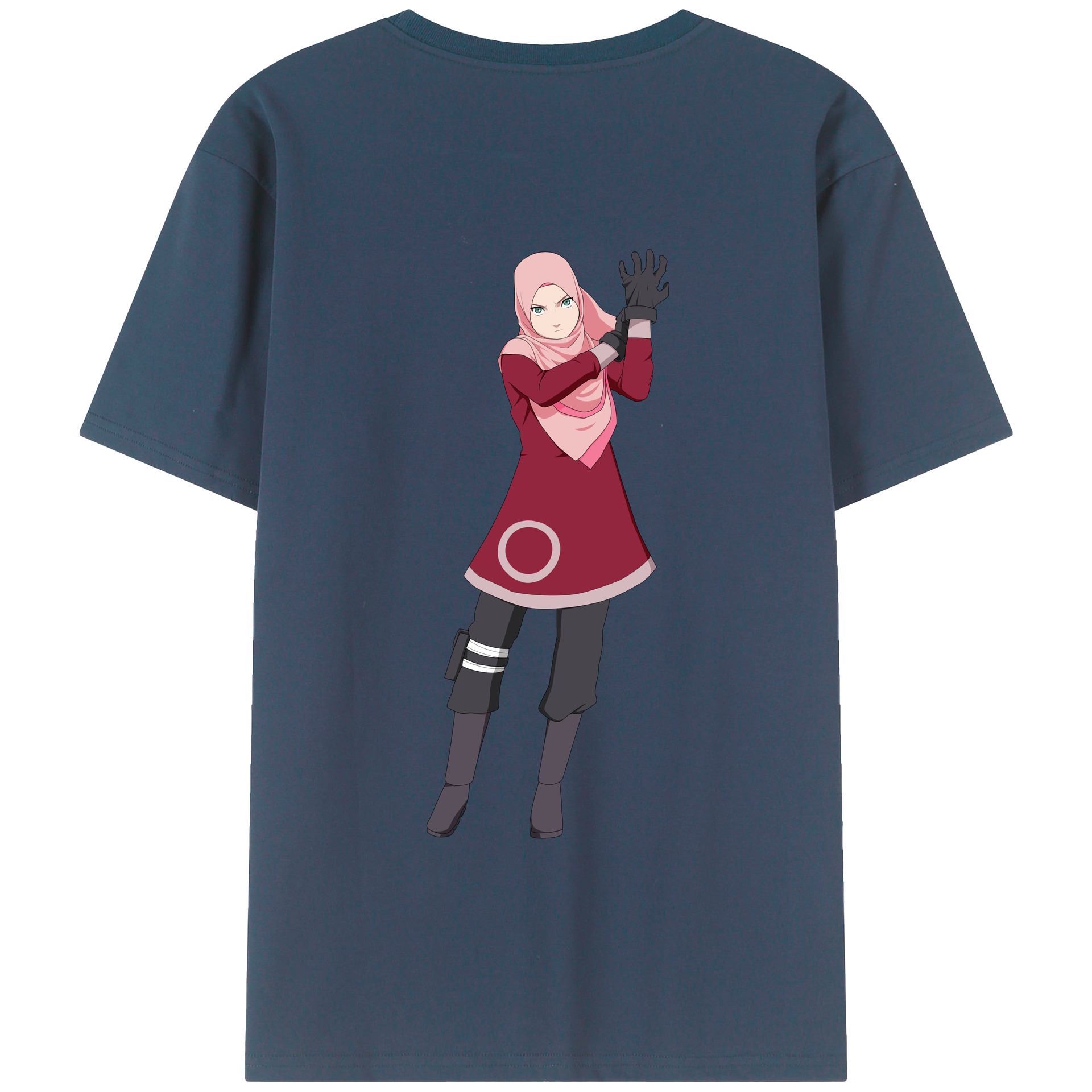 （画像用） NARUTO -ナルト- 春野サクラ Haruno Sakura 綿100％ メンズ半袖Tシャツ（バックプリント） 通気性
