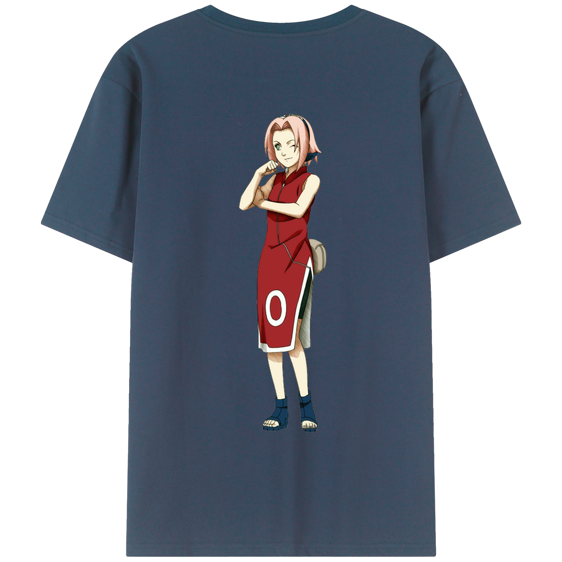 （画像用） NARUTO -ナルト- 春野サクラ Haruno Sakura 綿100％ メンズ半袖Tシャツ（バックプリント） 通気性
