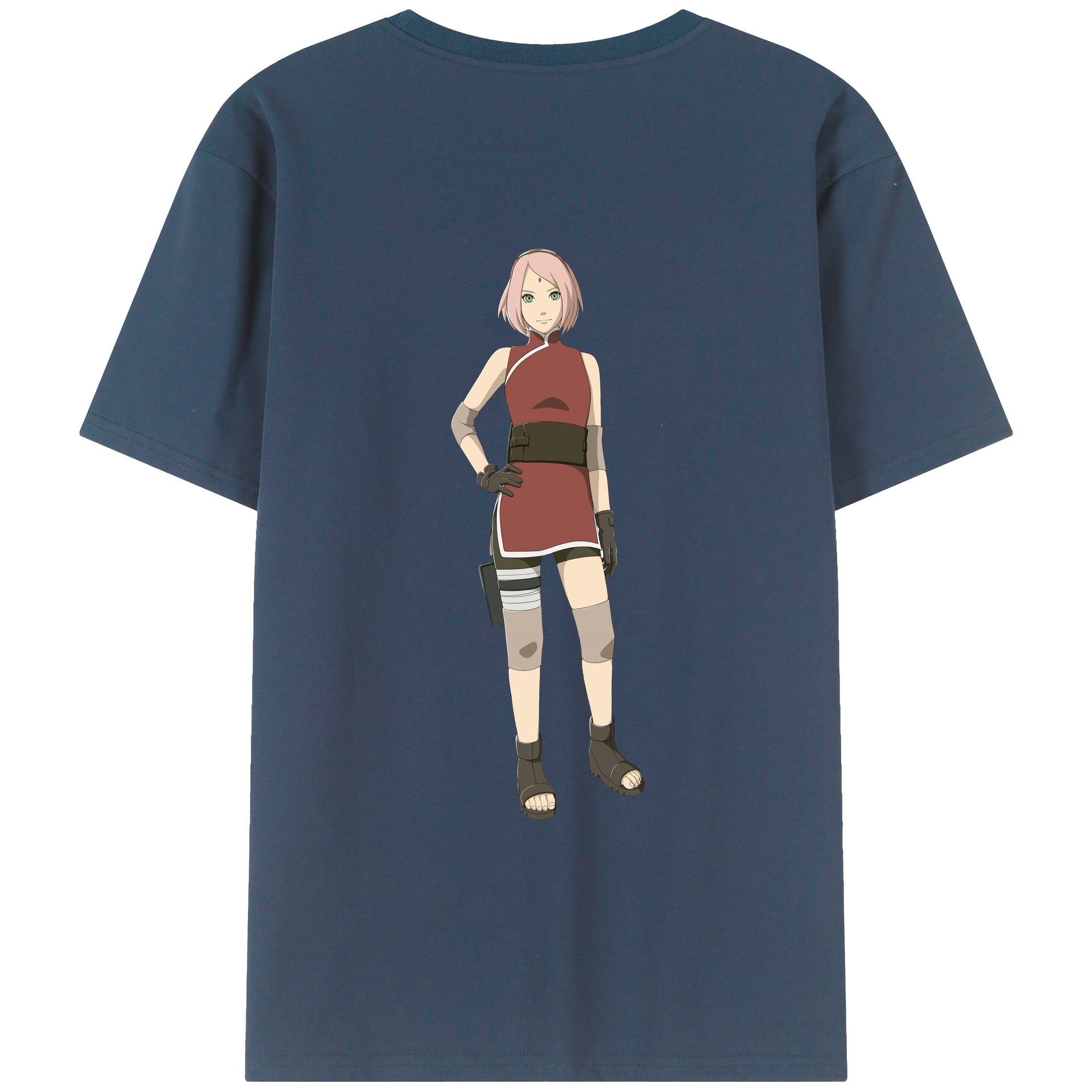 （画像用） NARUTO -ナルト- 春野サクラ Haruno Sakura 綿100％ メンズ半袖Tシャツ（バックプリント） 通気性