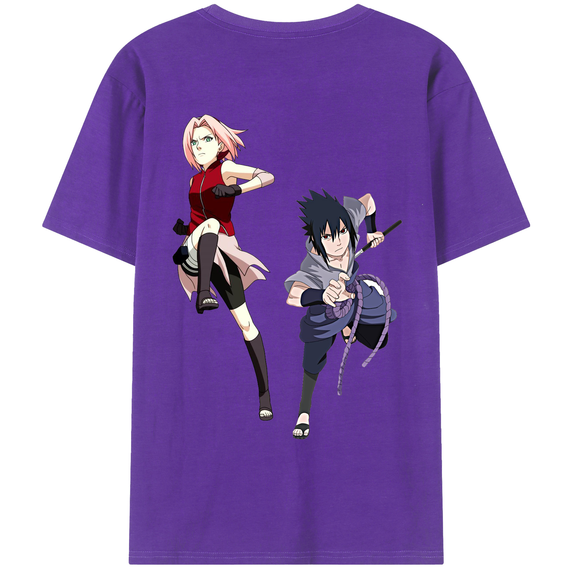 （画像用） NARUTO -ナルト- 春野サクラ Haruno Sakura 綿100％ メンズ半袖Tシャツ（バックプリント） 通気性