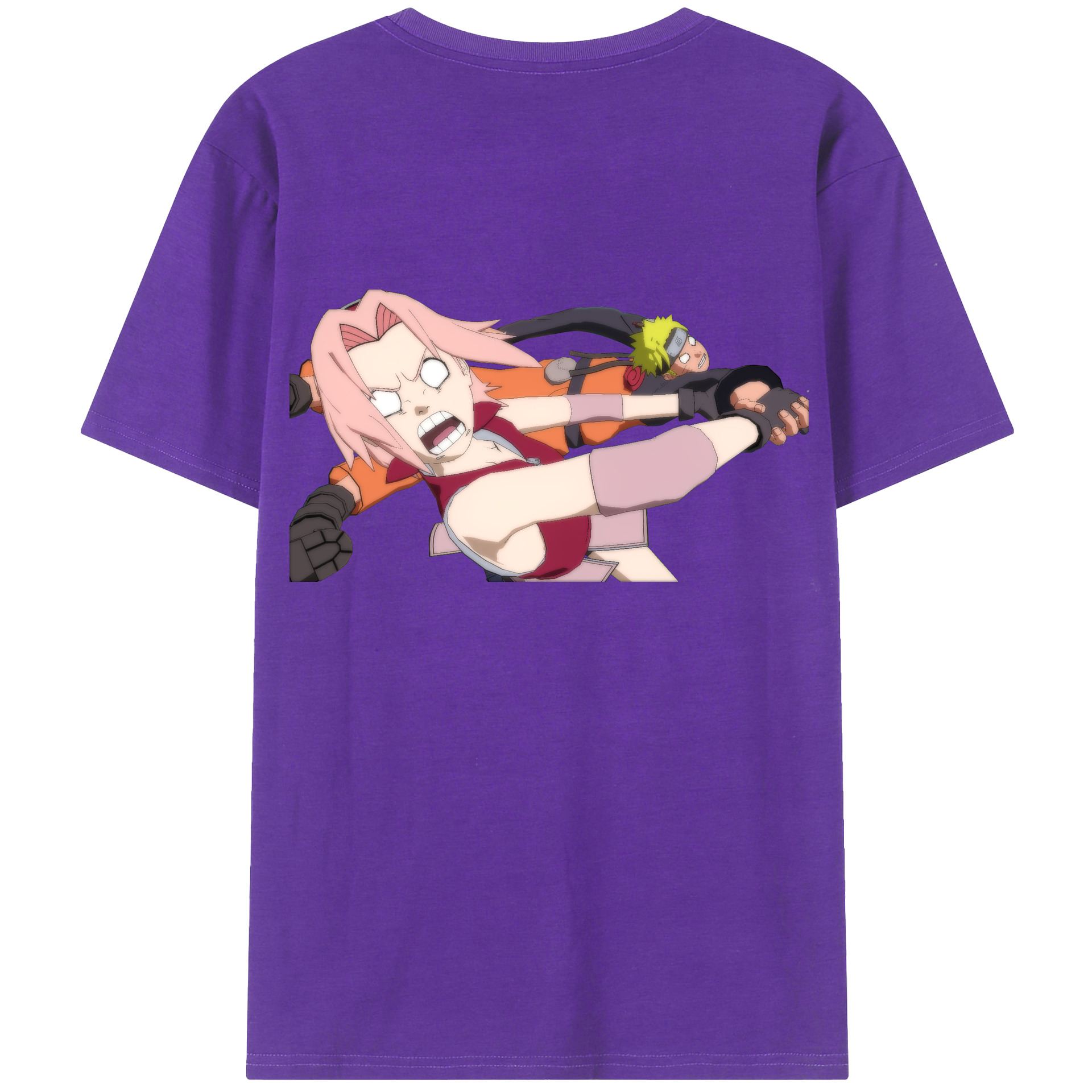 （画像用） NARUTO -ナルト- 春野サクラ Haruno Sakura 綿100％ メンズ半袖Tシャツ（バックプリント） 通気性