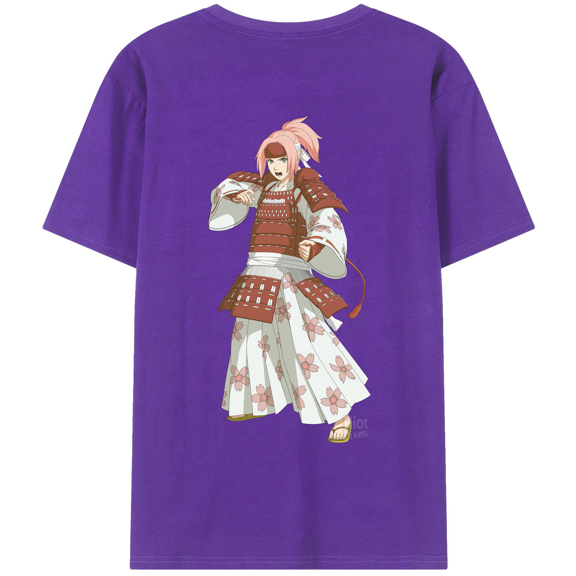 （画像用） NARUTO -ナルト- 春野サクラ Haruno Sakura 綿100％ メンズ半袖Tシャツ（バックプリント） 通気性