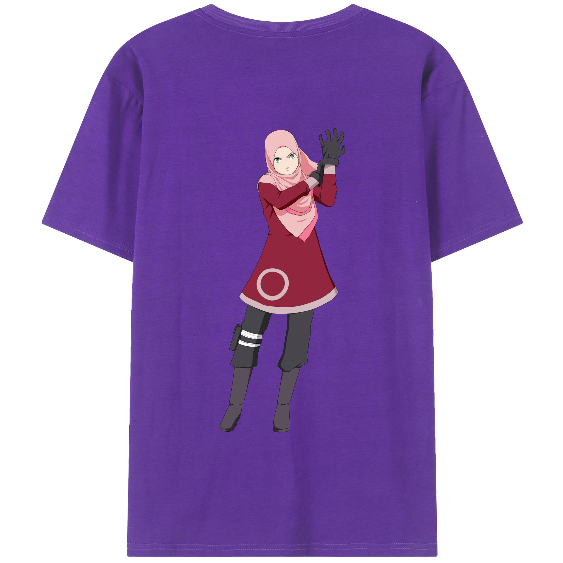 （画像用） NARUTO -ナルト- 春野サクラ Haruno Sakura 綿100％ メンズ半袖Tシャツ（バックプリント） 通気性