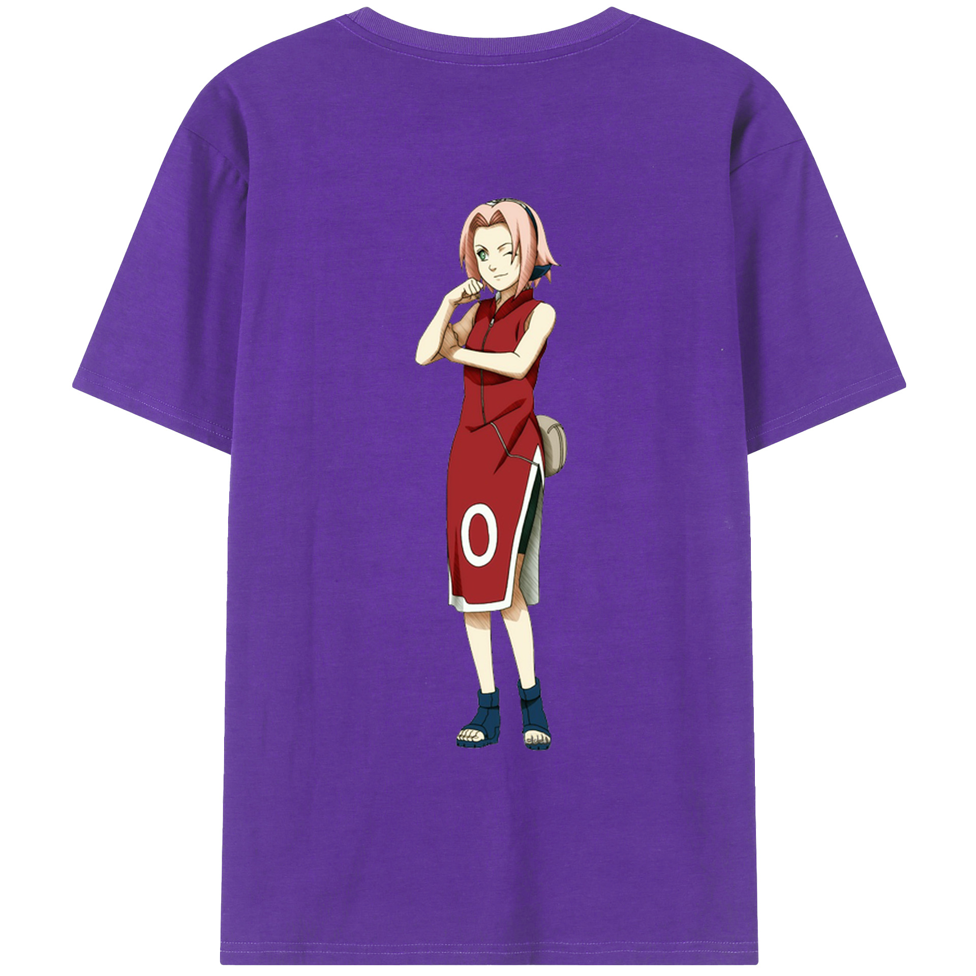 （画像用） NARUTO -ナルト- 春野サクラ Haruno Sakura 綿100％ メンズ半袖Tシャツ（バックプリント） 通気性