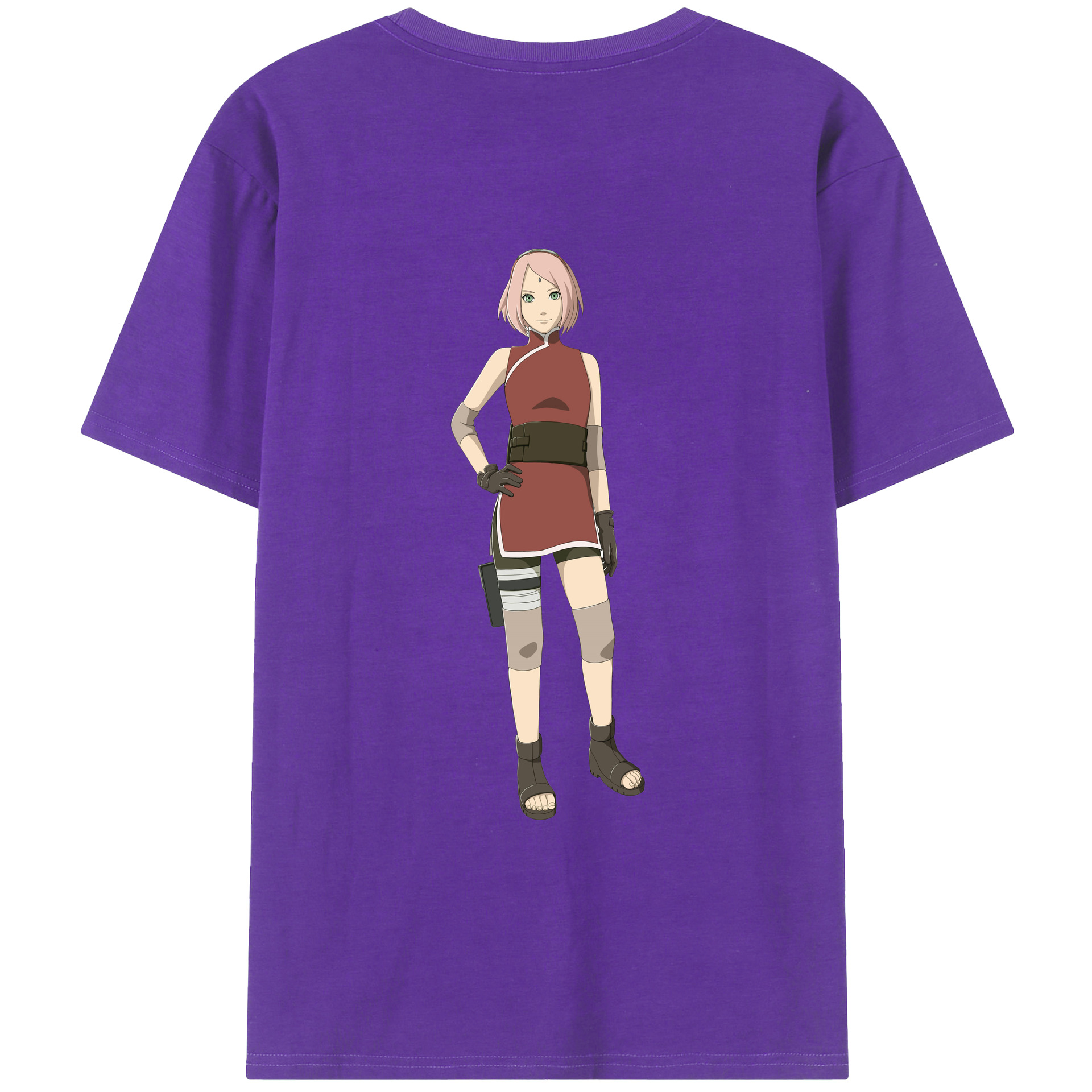 （画像用） NARUTO -ナルト- 春野サクラ Haruno Sakura 綿100％ メンズ半袖Tシャツ（バックプリント） 通気性