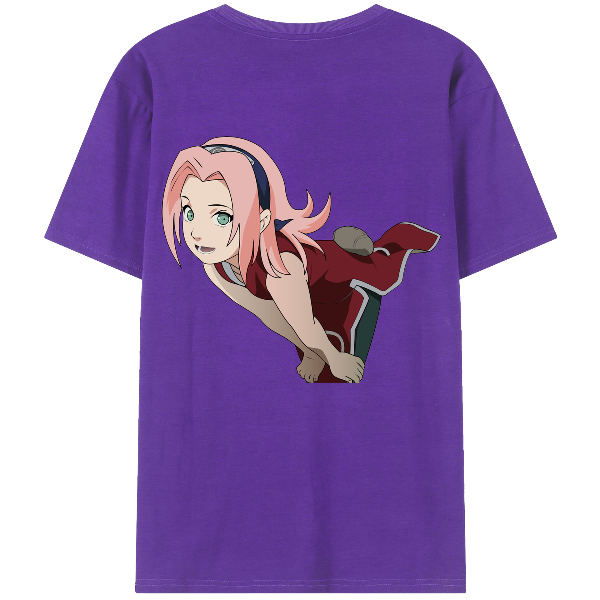 （画像用） NARUTO -ナルト- 春野サクラ Haruno Sakura 綿100％ メンズ半袖Tシャツ（バックプリント） 通気性
