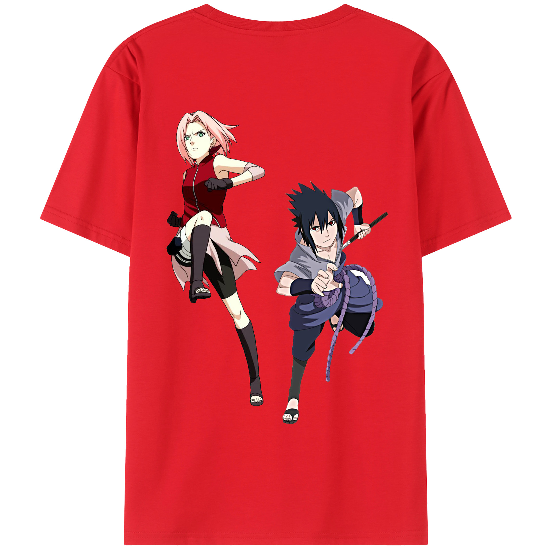 （画像用） NARUTO -ナルト- 春野サクラ Haruno Sakura 綿100％ メンズ半袖Tシャツ（バックプリント） 通気性