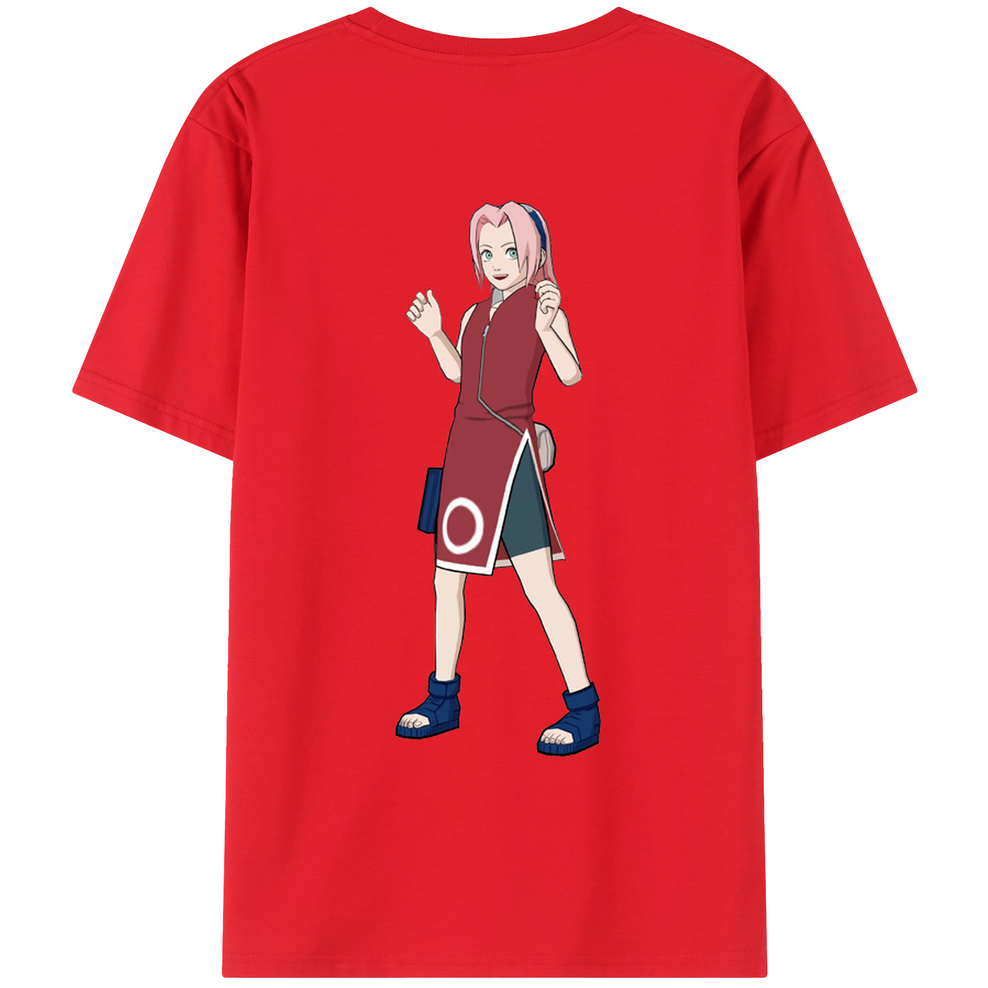 （画像用） NARUTO -ナルト- 春野サクラ Haruno Sakura 綿100％ メンズ半袖Tシャツ（バックプリント） 通気性