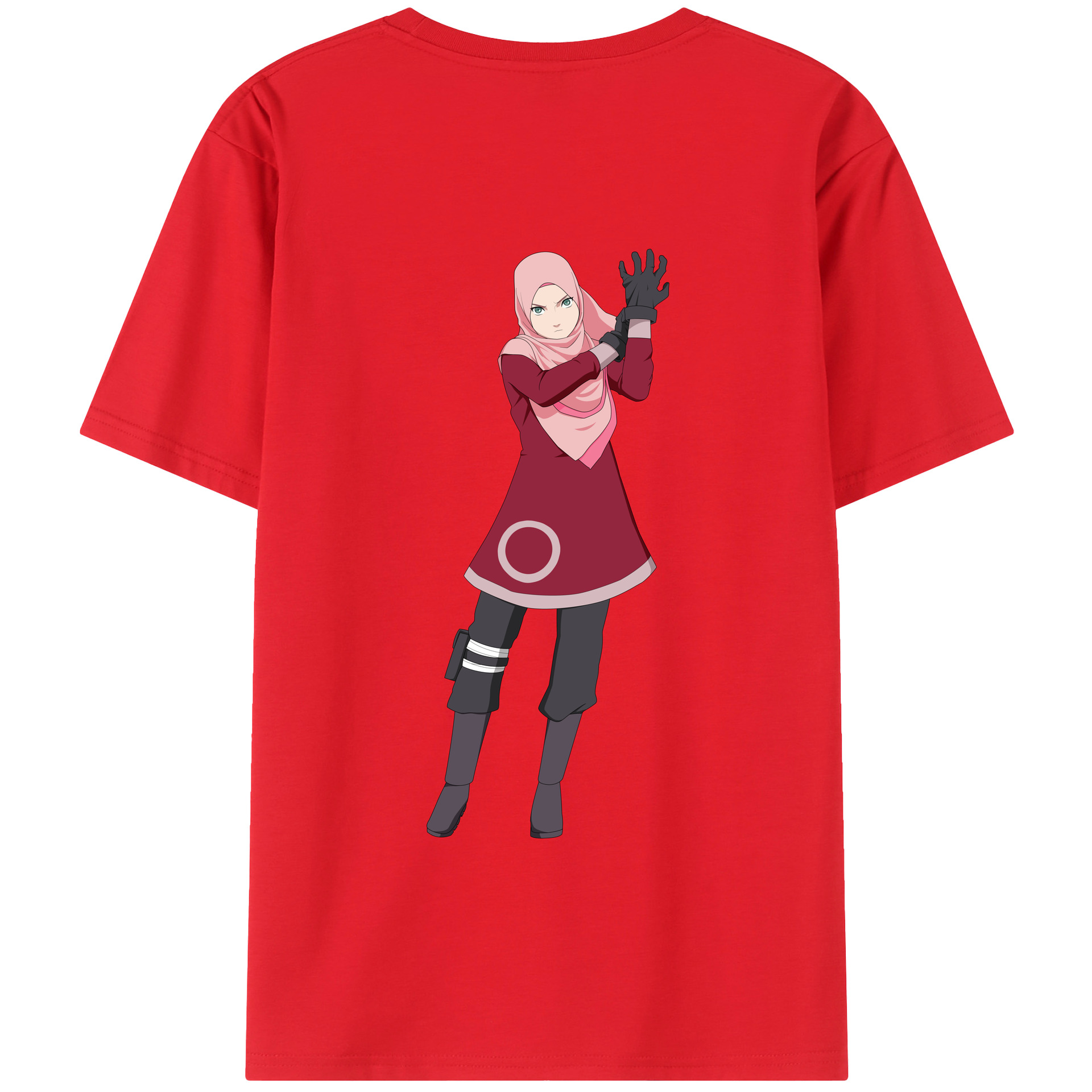 （画像用） NARUTO -ナルト- 春野サクラ Haruno Sakura 綿100％ メンズ半袖Tシャツ（バックプリント） 通気性