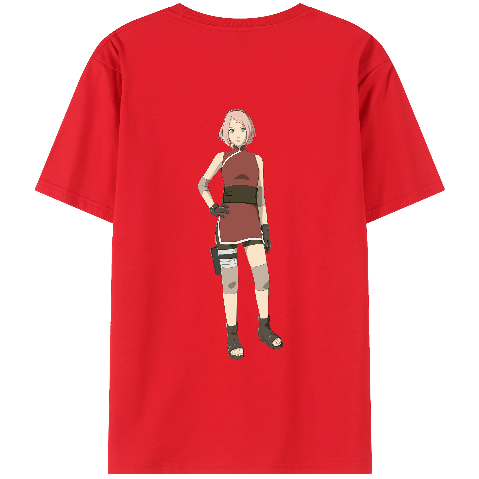 （画像用） NARUTO -ナルト- 春野サクラ Haruno Sakura 綿100％ メンズ半袖Tシャツ（バックプリント） 通気性