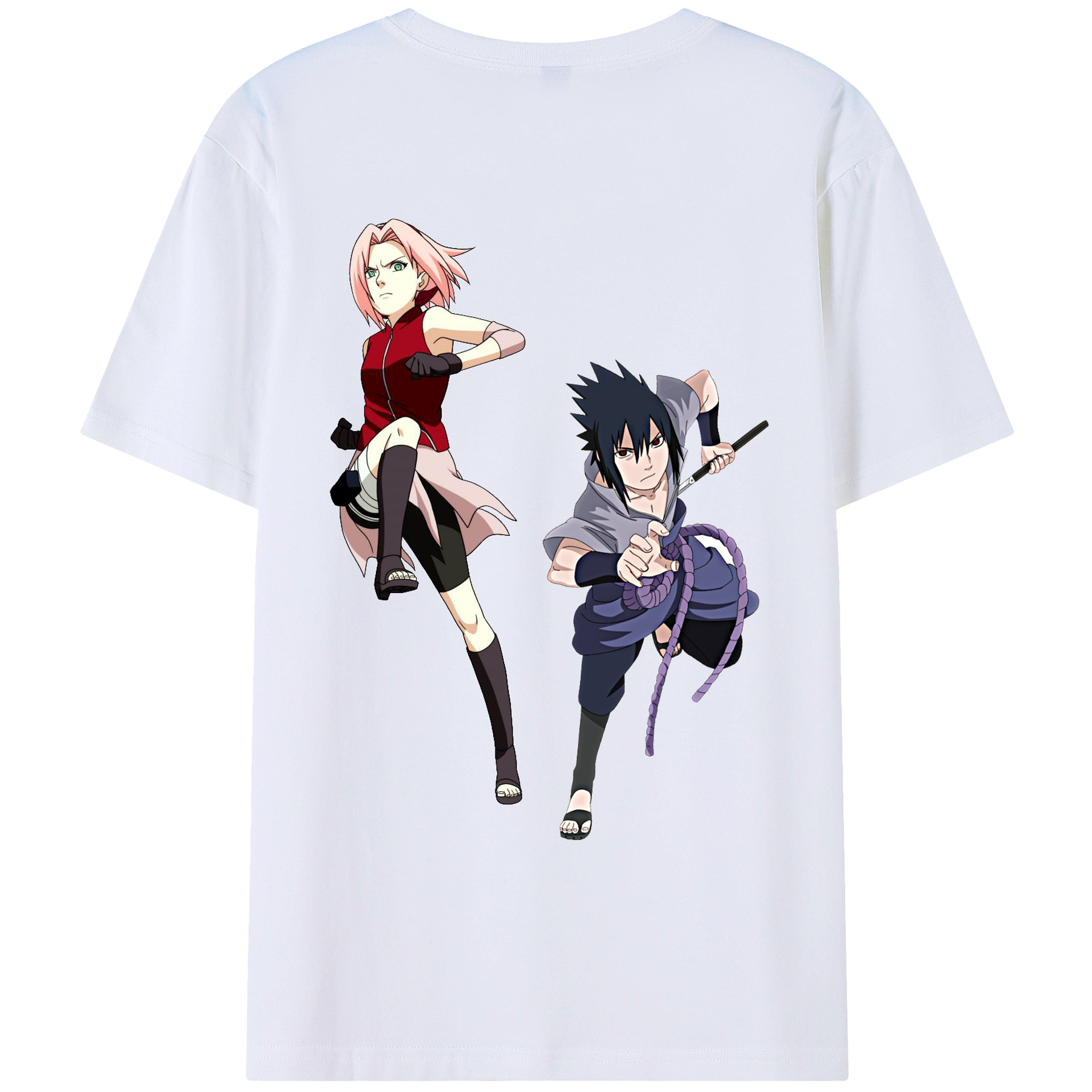 （画像用） NARUTO -ナルト- 春野サクラ Haruno Sakura 綿100％ メンズ半袖Tシャツ（バックプリント） 通気性