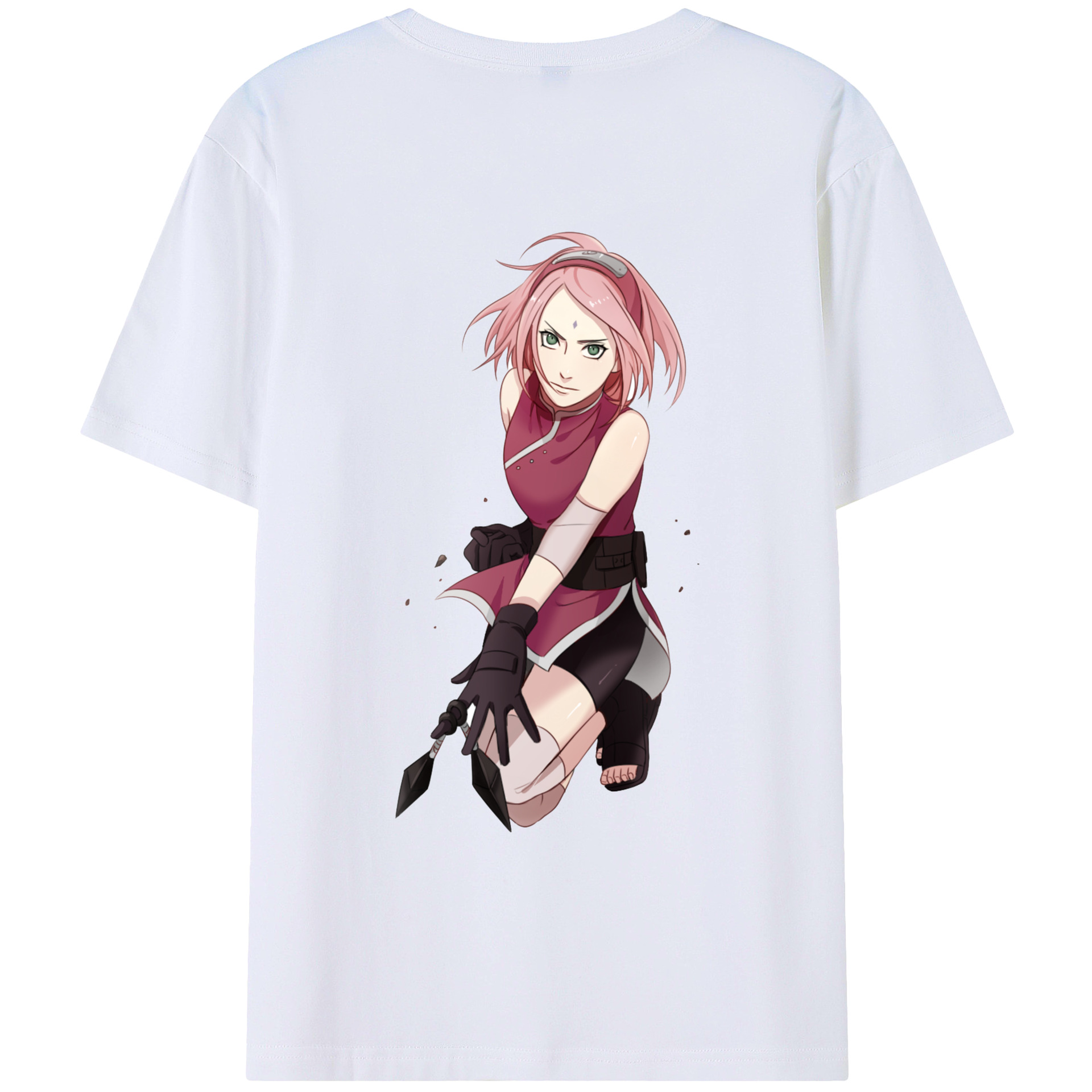 （画像用） NARUTO -ナルト- 春野サクラ Haruno Sakura 綿100％ メンズ半袖Tシャツ（バックプリント） 通気性