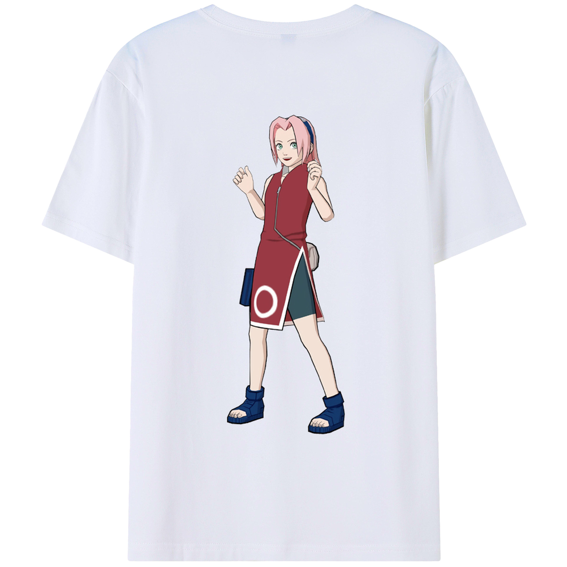（画像用） NARUTO -ナルト- 春野サクラ Haruno Sakura 綿100％ メンズ半袖Tシャツ（バックプリント） 通気性