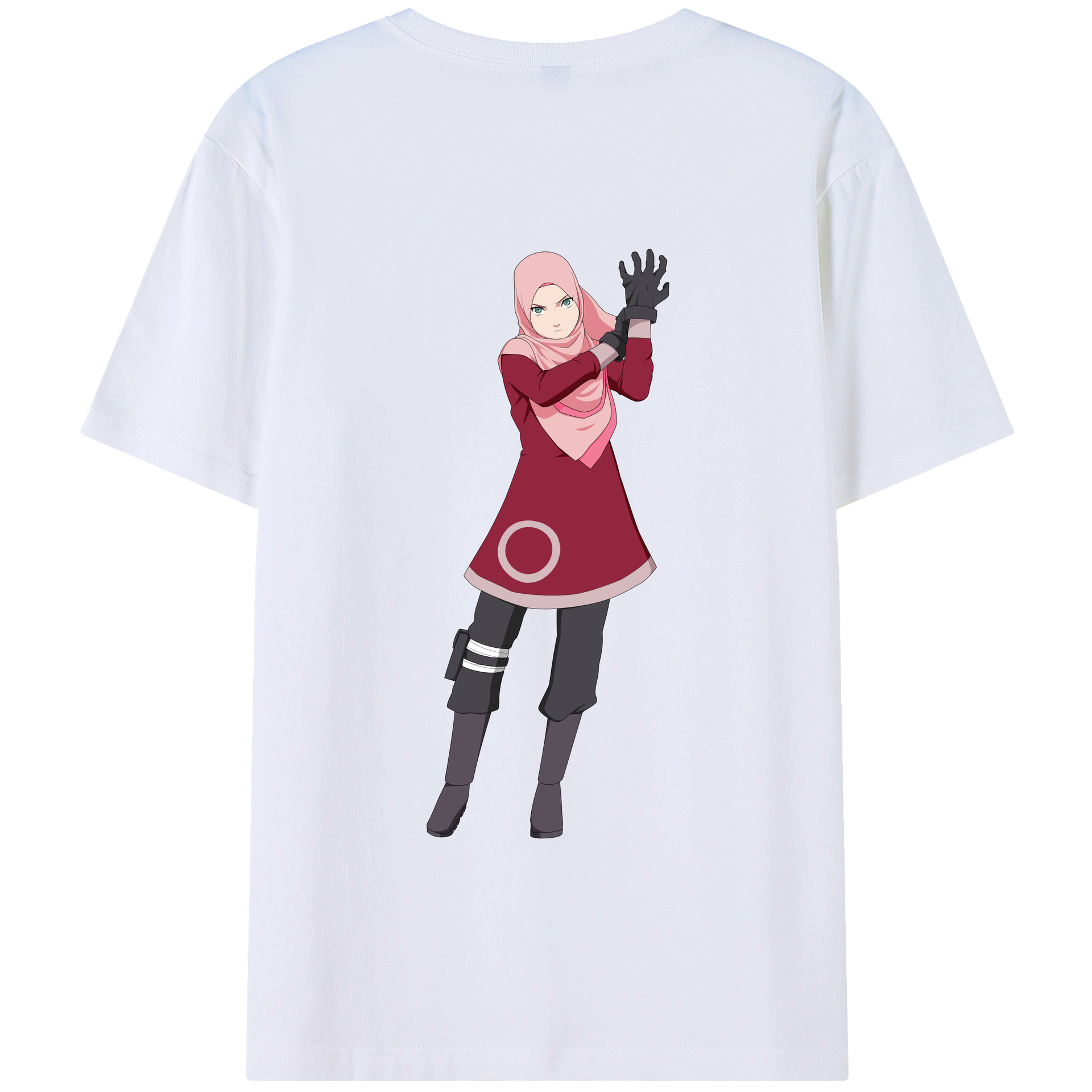 （画像用） NARUTO -ナルト- 春野サクラ Haruno Sakura 綿100％ メンズ半袖Tシャツ（バックプリント） 通気性