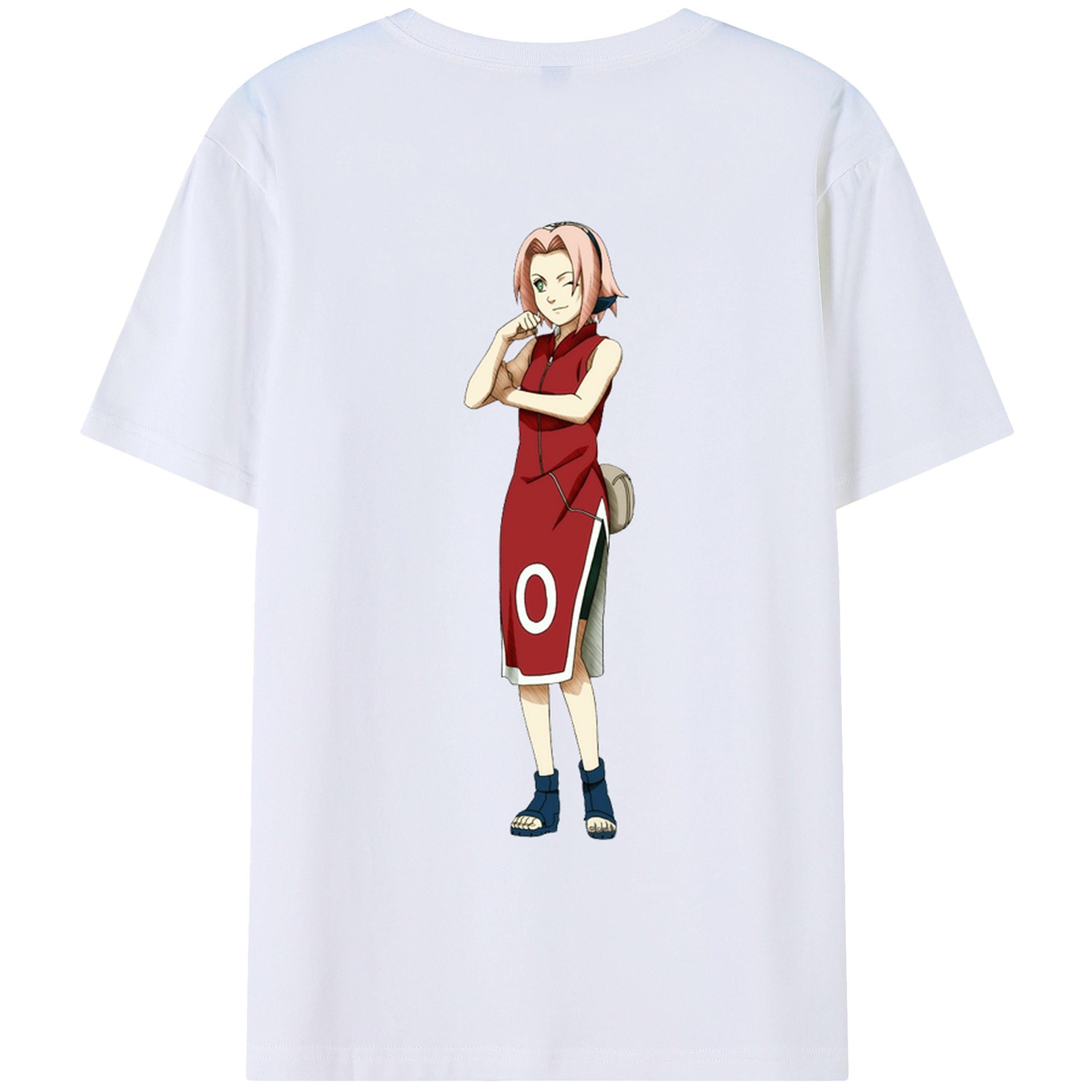 （画像用） NARUTO -ナルト- 春野サクラ Haruno Sakura 綿100％ メンズ半袖Tシャツ（バックプリント） 通気性