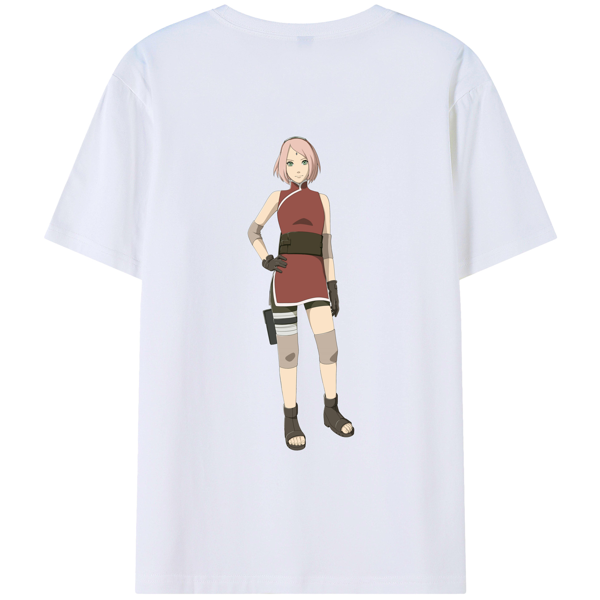 （画像用） NARUTO -ナルト- 春野サクラ Haruno Sakura 綿100％ メンズ半袖Tシャツ（バックプリント） 通気性