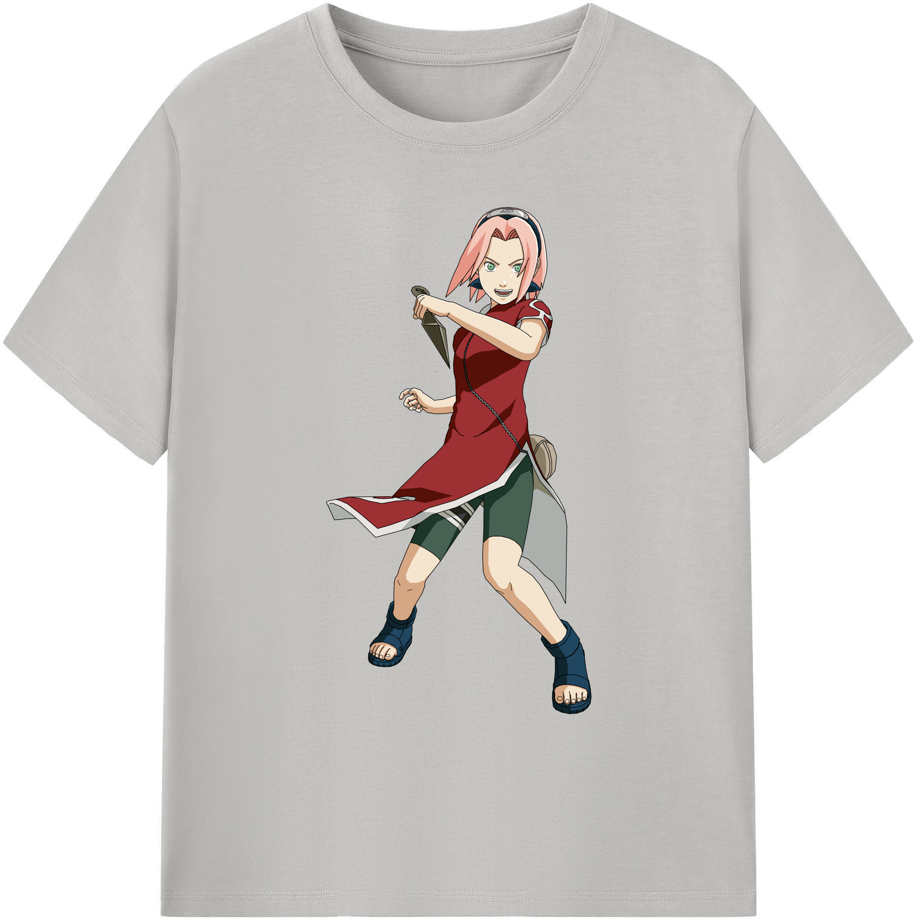 （画像用） NARUTO -ナルト- 春野サクラ Haruno Sakura 綿100％ メンズ半袖Tシャツ｜肌触りやわらか＆通気性