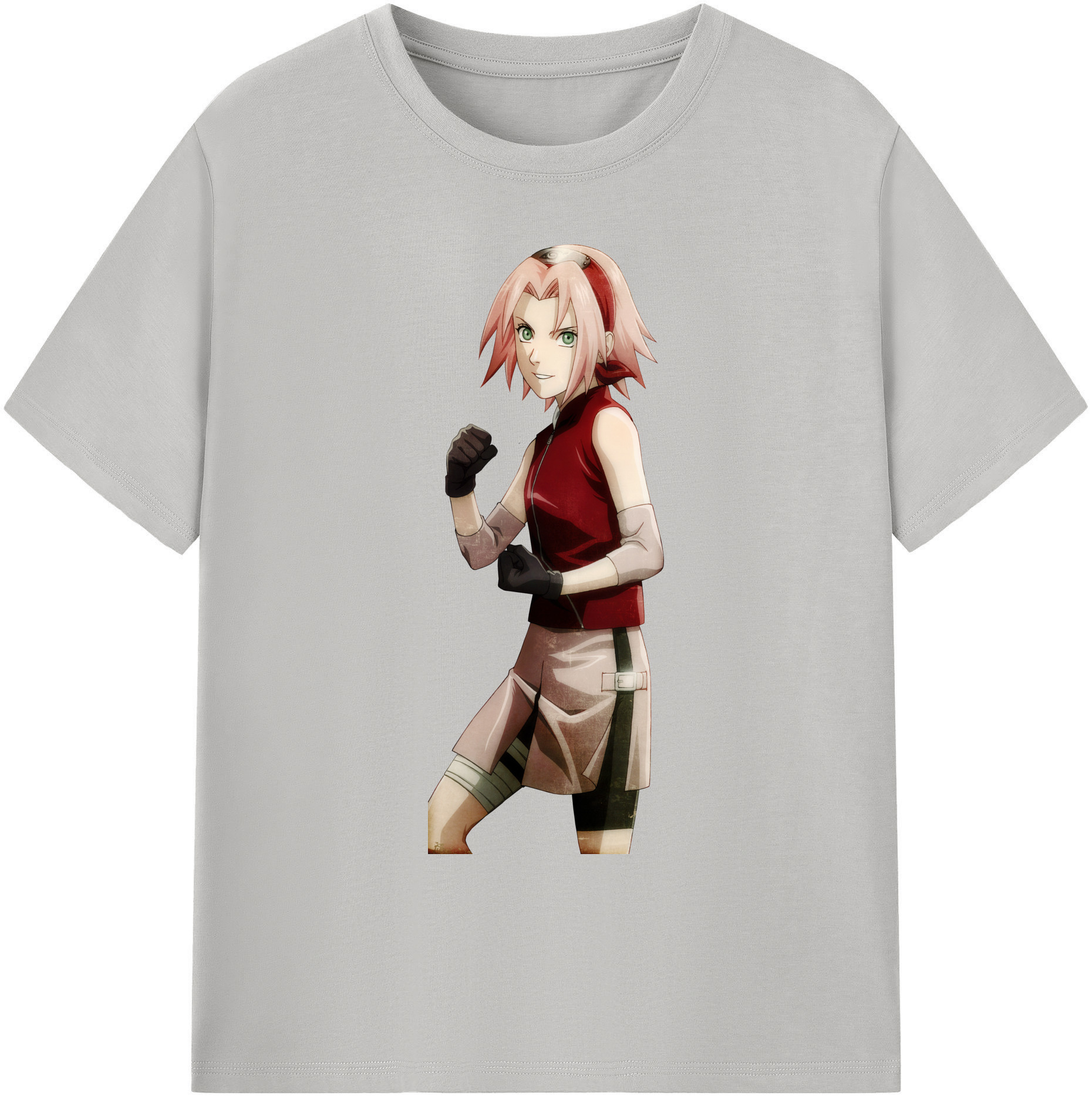 （画像用） NARUTO -ナルト- 春野サクラ Haruno Sakura 綿100％ メンズ半袖Tシャツ｜肌触りやわらか＆通気性