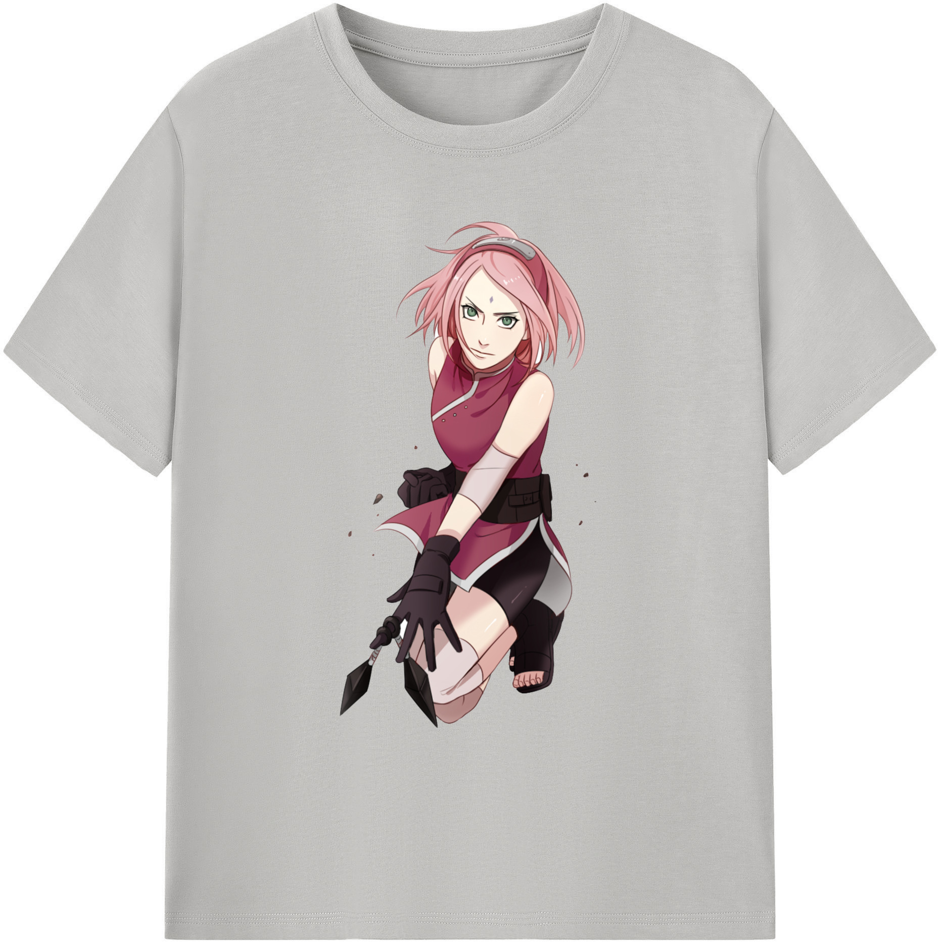 （画像用） NARUTO -ナルト- 春野サクラ Haruno Sakura 綿100％ メンズ半袖Tシャツ｜肌触りやわらか＆通気性