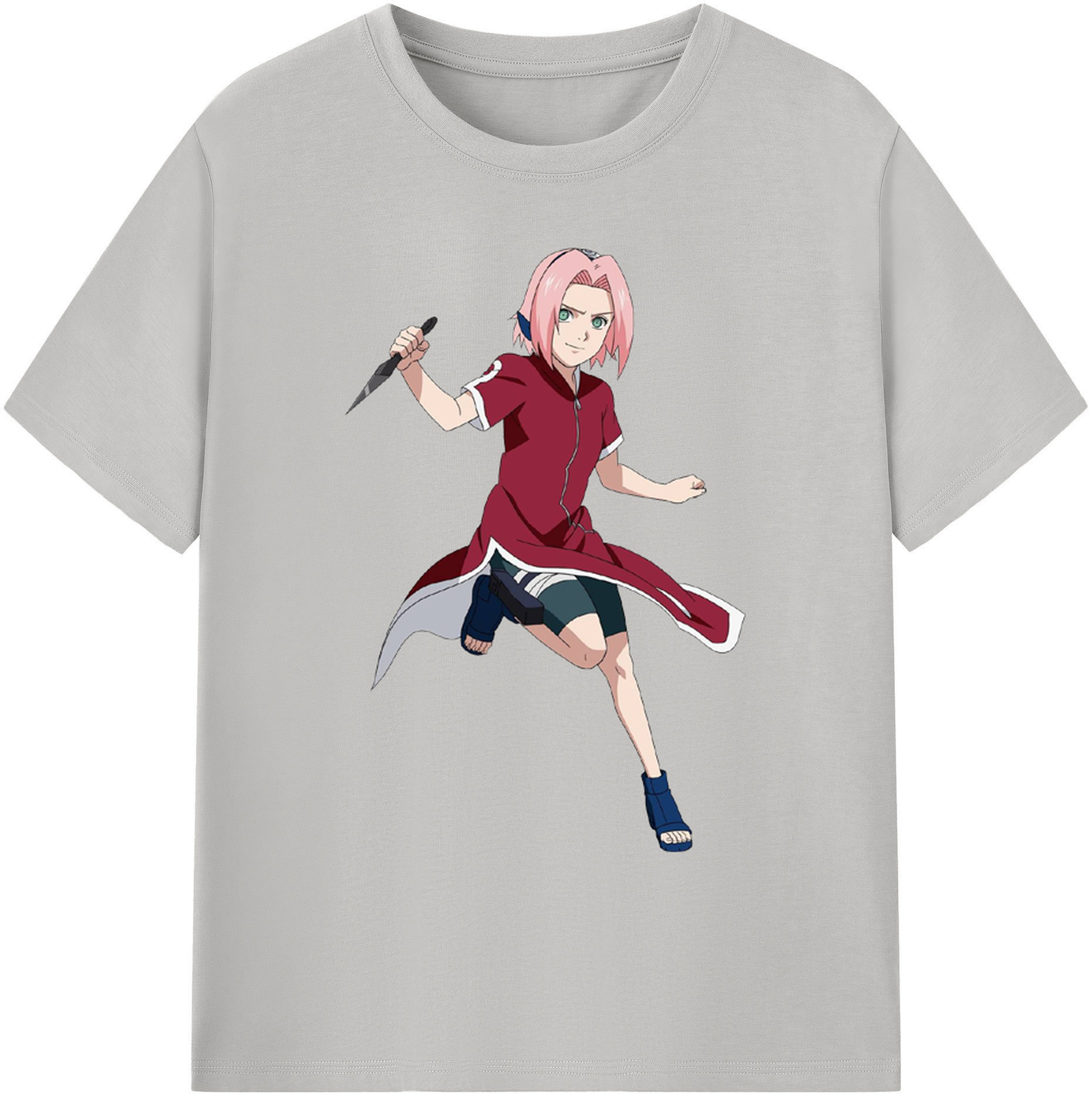 （画像用） NARUTO -ナルト- 春野サクラ Haruno Sakura 綿100％ メンズ半袖Tシャツ｜肌触りやわらか＆通気性