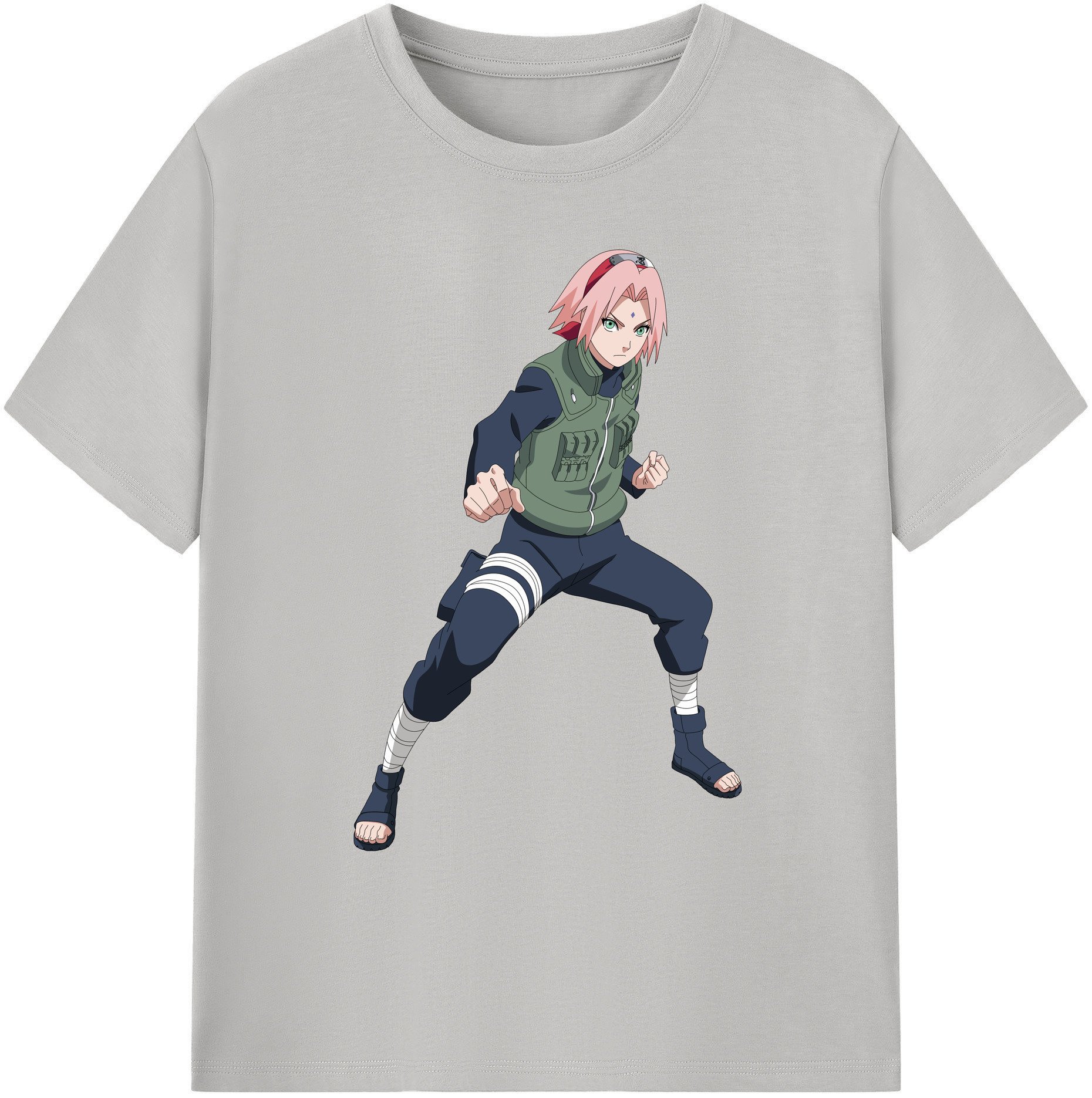 （画像用） NARUTO -ナルト- 春野サクラ Haruno Sakura 綿100％ メンズ半袖Tシャツ｜肌触りやわらか＆通気性
