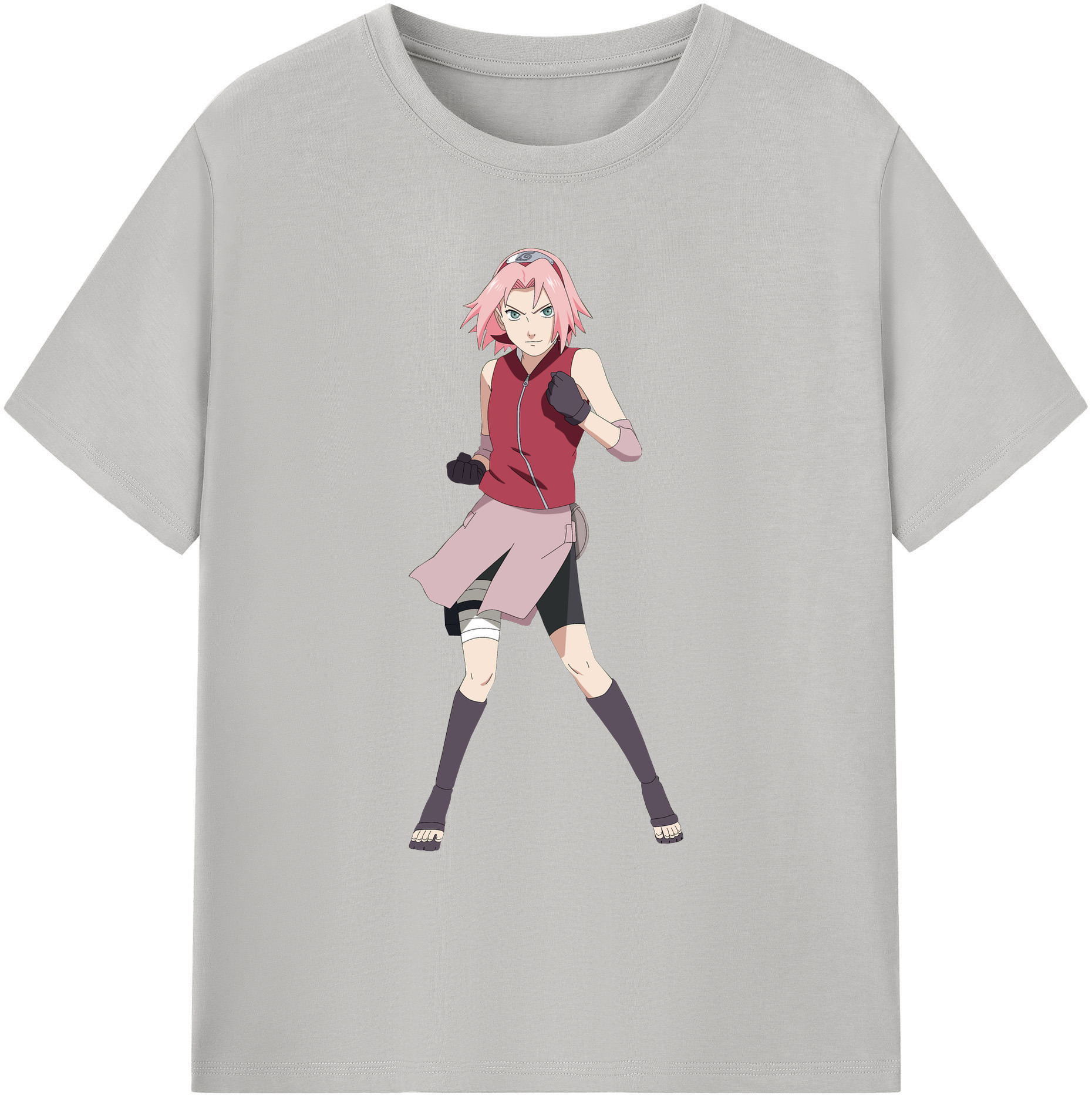 （画像用） NARUTO -ナルト- 春野サクラ Haruno Sakura 綿100％ メンズ半袖Tシャツ｜肌触りやわらか＆通気性