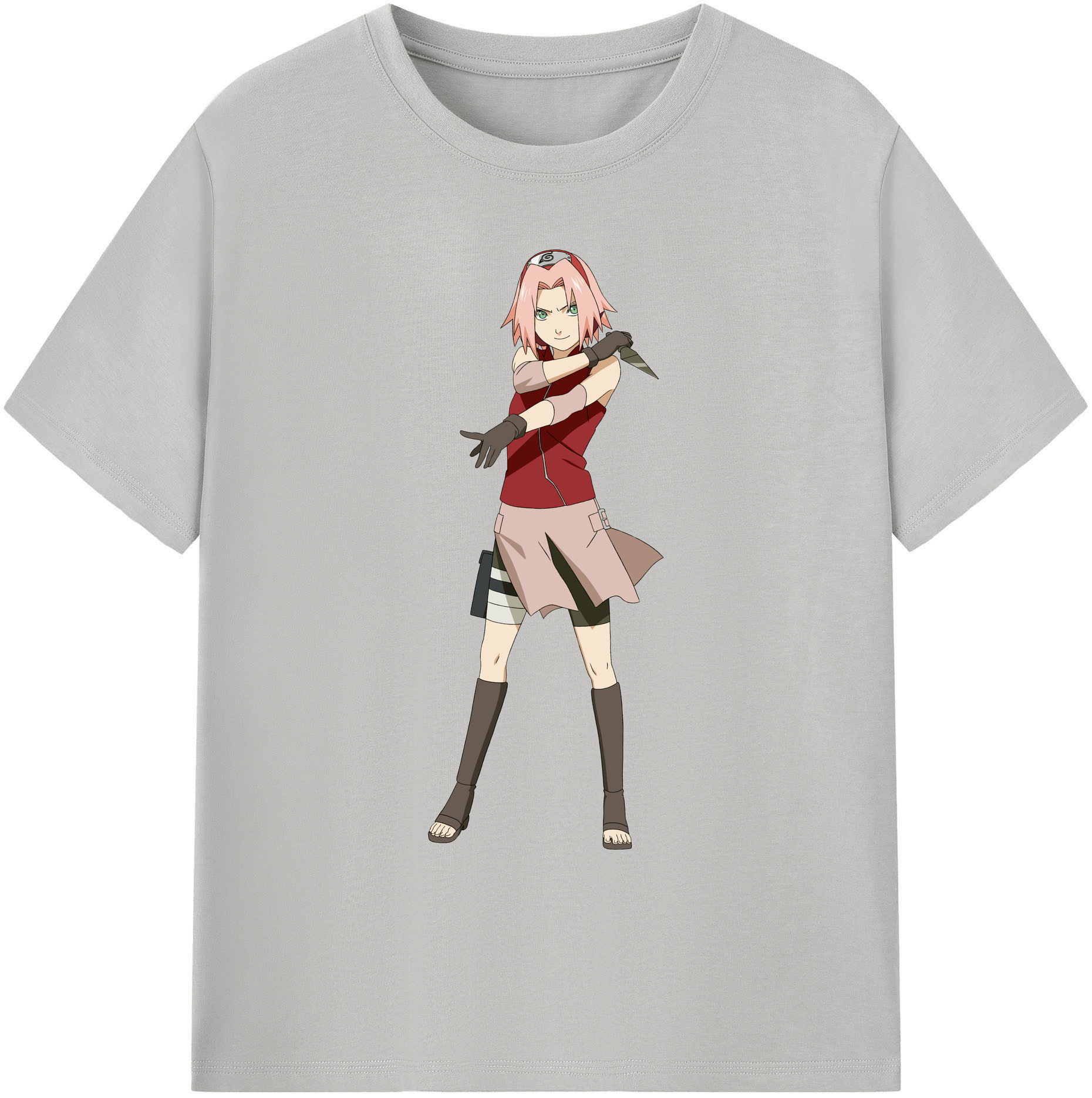 （画像用） NARUTO -ナルト- 春野サクラ Haruno Sakura 綿100％ メンズ半袖Tシャツ｜肌触りやわらか＆通気性
