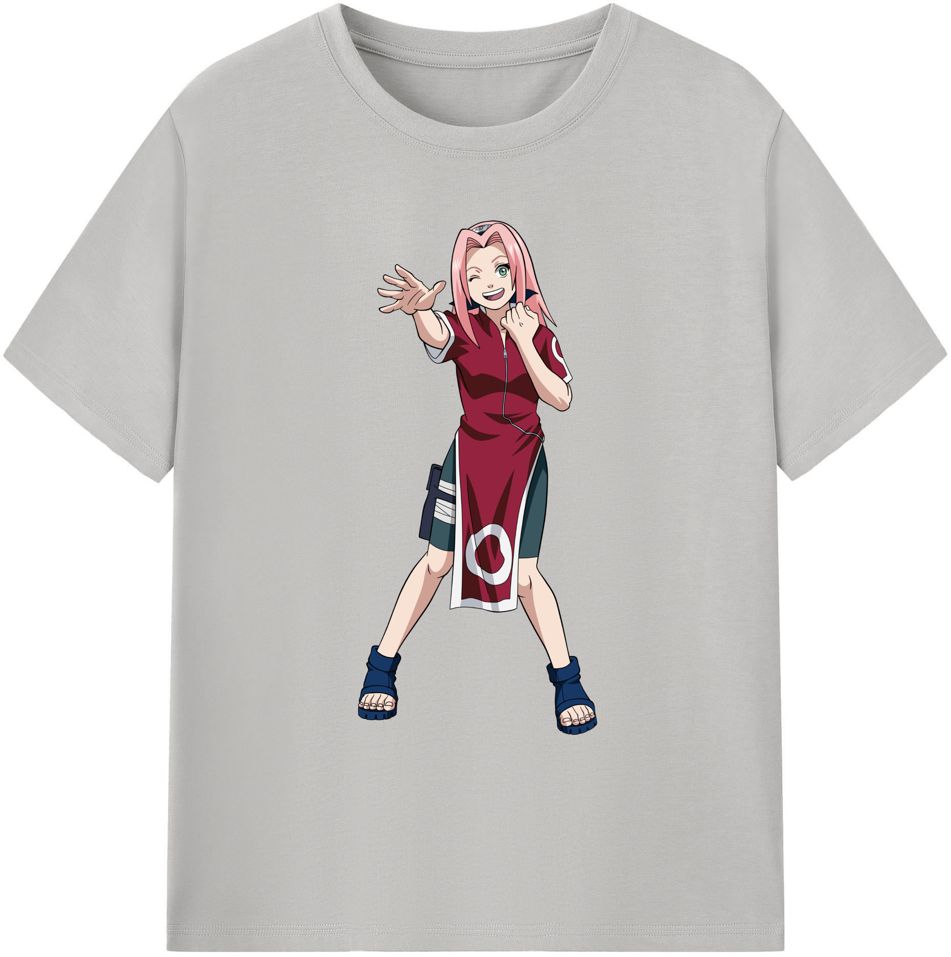 （画像用） NARUTO -ナルト- 春野サクラ Haruno Sakura 綿100％ メンズ半袖Tシャツ｜肌触りやわらか＆通気性