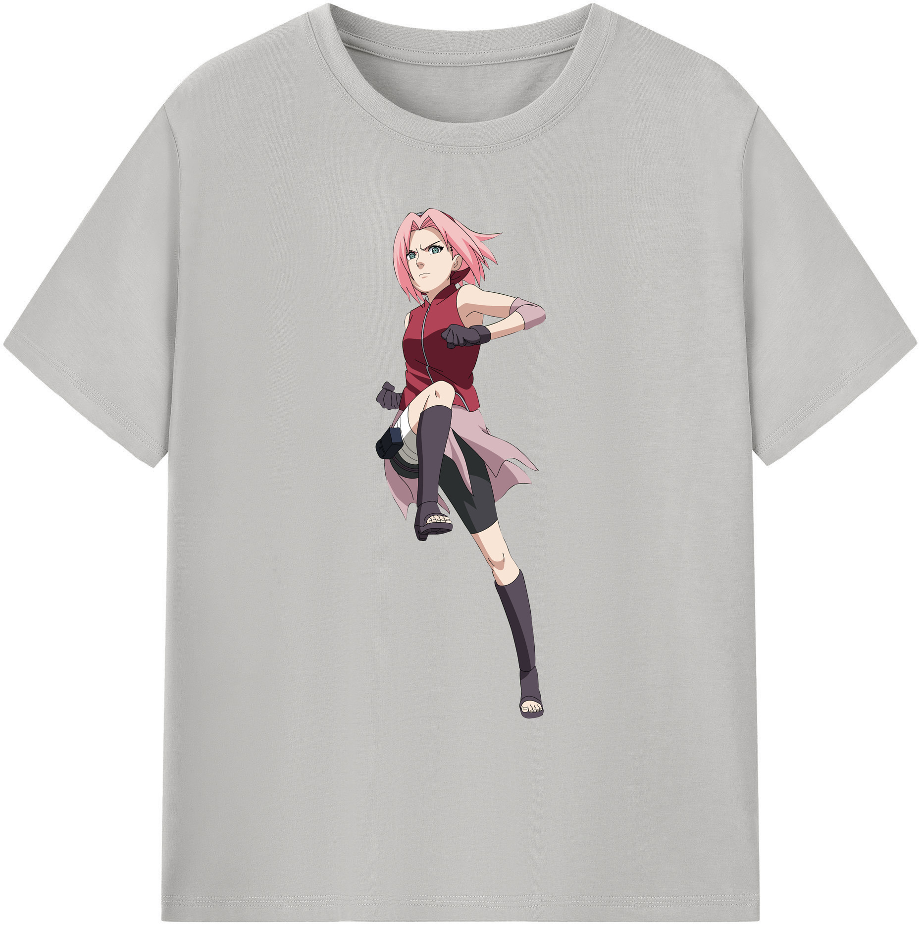 （画像用） NARUTO -ナルト- 春野サクラ Haruno Sakura 綿100％ メンズ半袖Tシャツ｜肌触りやわらか＆通気性