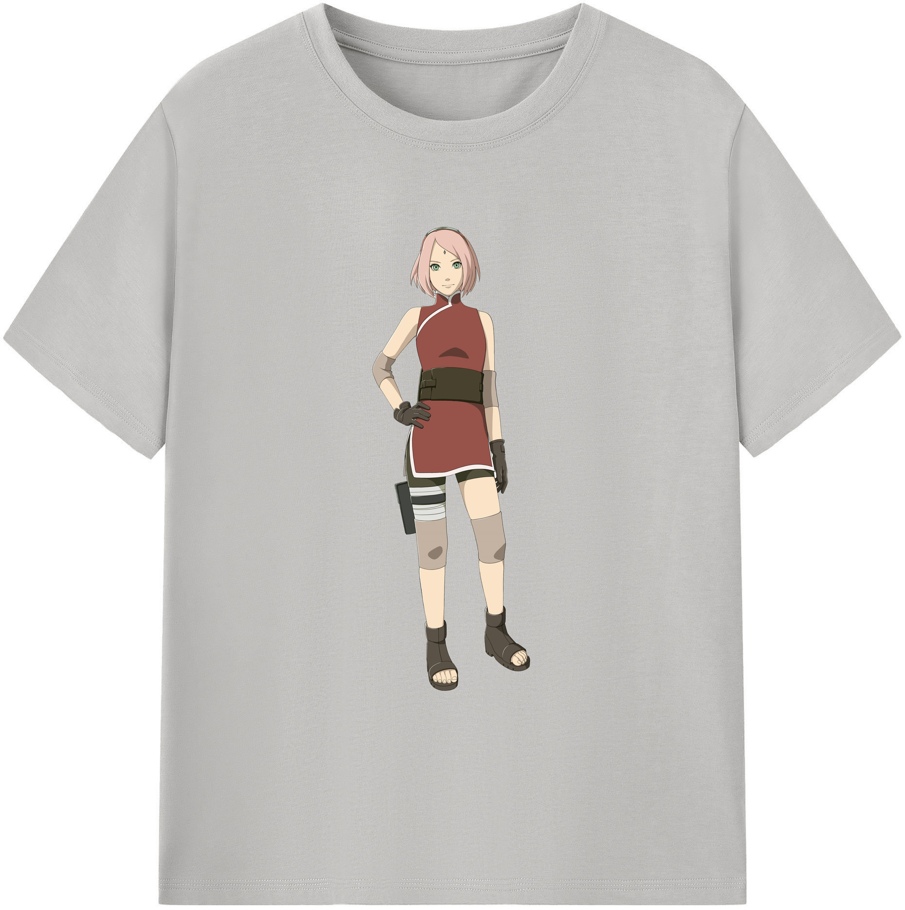 （画像用） NARUTO -ナルト- 春野サクラ Haruno Sakura 綿100％ メンズ半袖Tシャツ｜肌触りやわらか＆通気性