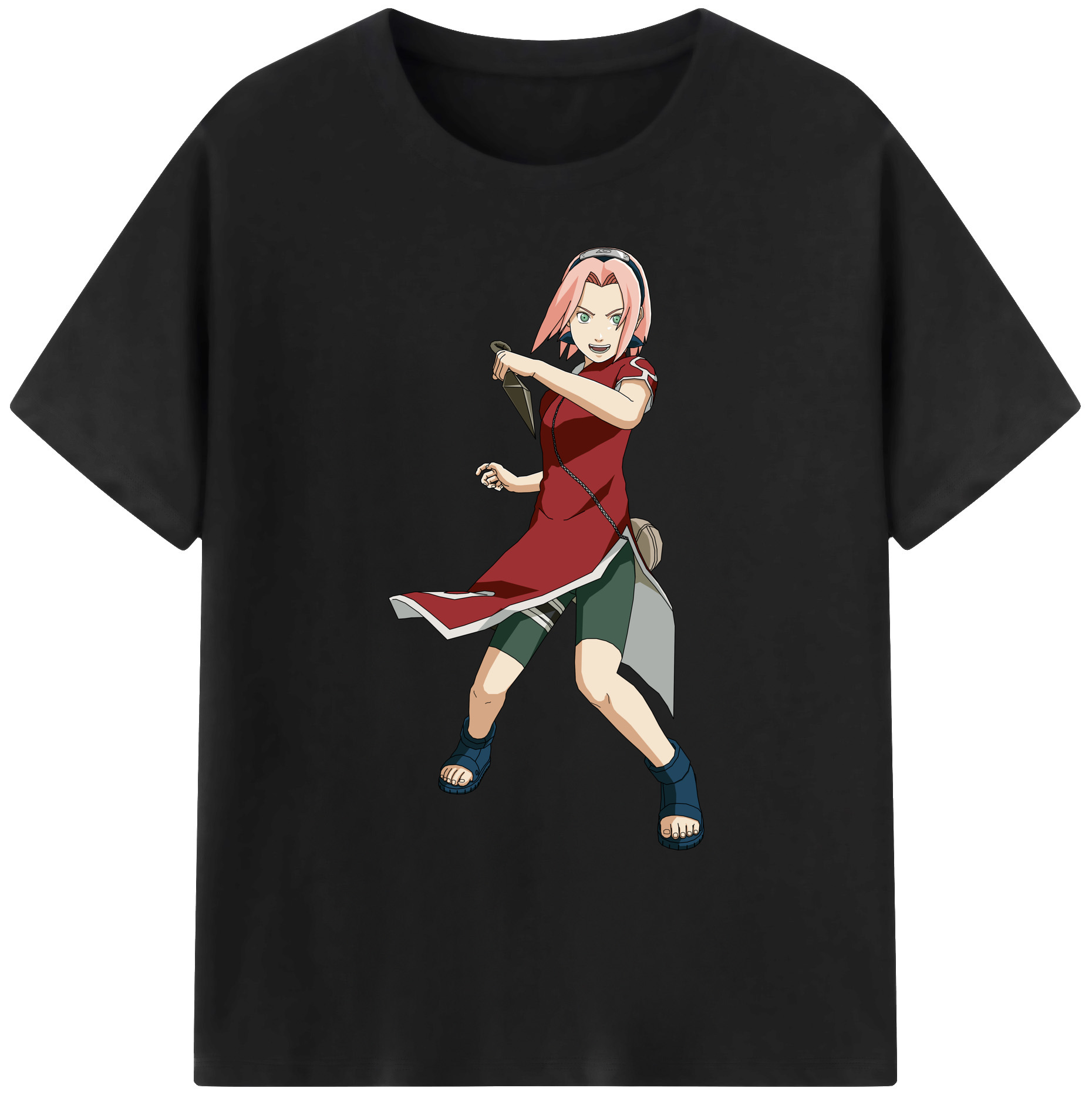 （画像用） NARUTO -ナルト- 春野サクラ Haruno Sakura 綿100％ メンズ半袖Tシャツ｜肌触りやわらか＆通気性
