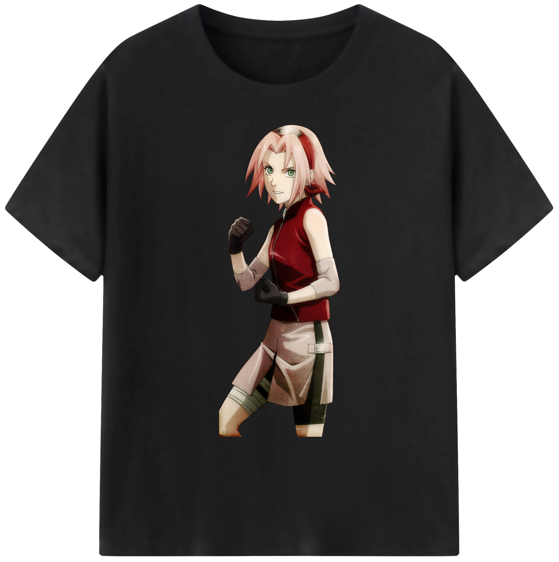 （画像用） NARUTO -ナルト- 春野サクラ Haruno Sakura 綿100％ メンズ半袖Tシャツ｜肌触りやわらか＆通気性