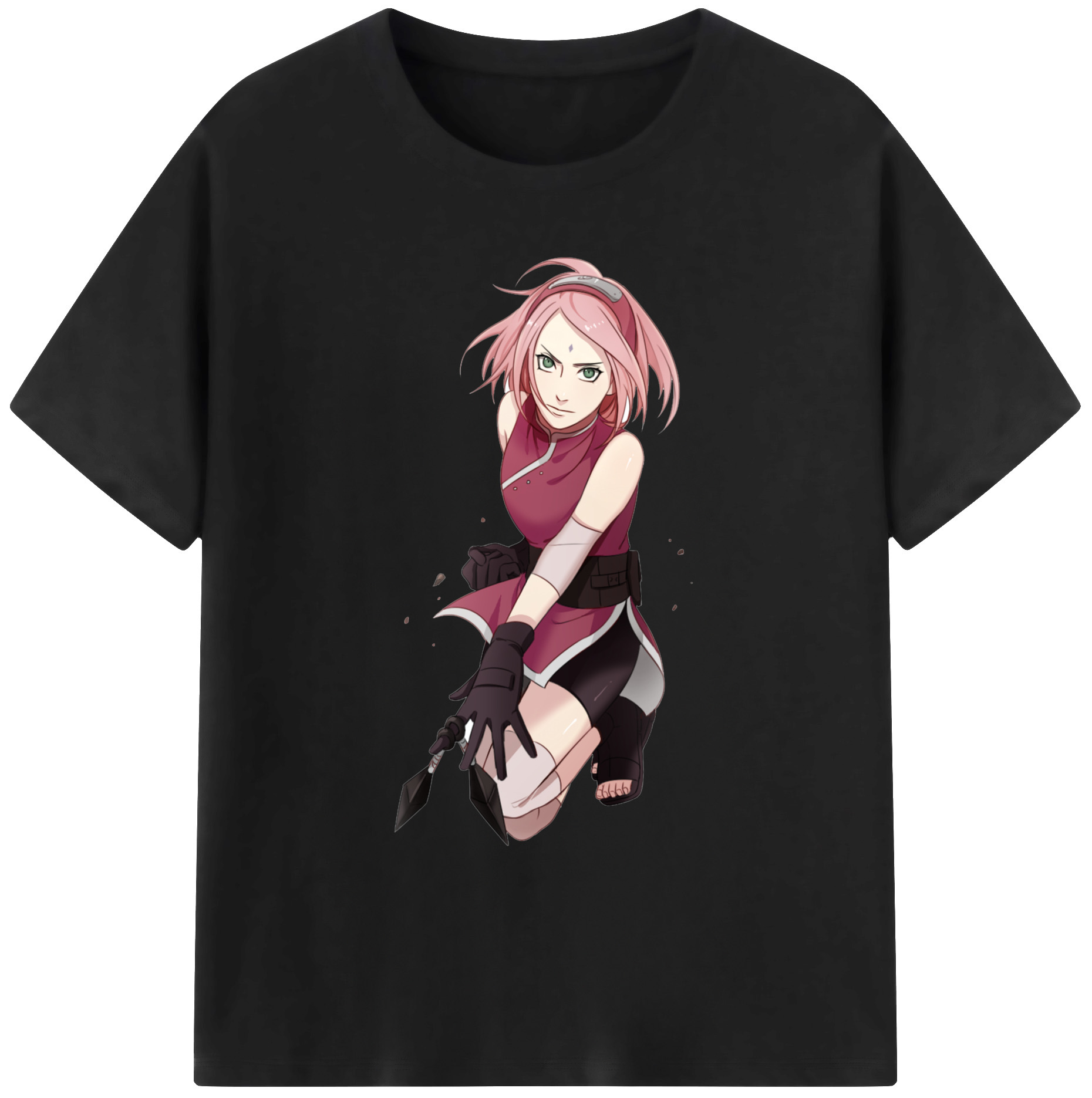 （画像用） NARUTO -ナルト- 春野サクラ Haruno Sakura 綿100％ メンズ半袖Tシャツ｜肌触りやわらか＆通気性