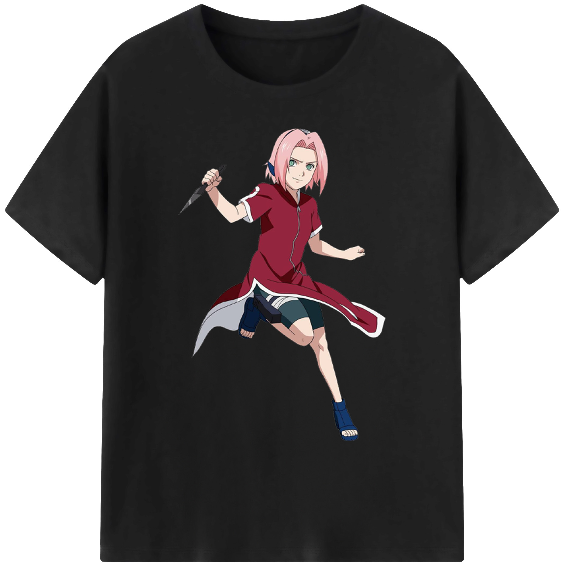 （画像用） NARUTO -ナルト- 春野サクラ Haruno Sakura 綿100％ メンズ半袖Tシャツ｜肌触りやわらか＆通気性
