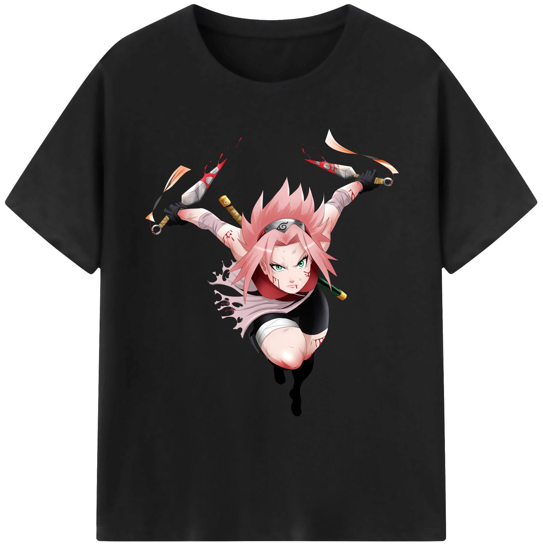 （画像用） NARUTO -ナルト- 春野サクラ Haruno Sakura 綿100％ メンズ半袖Tシャツ｜肌触りやわらか＆通気性