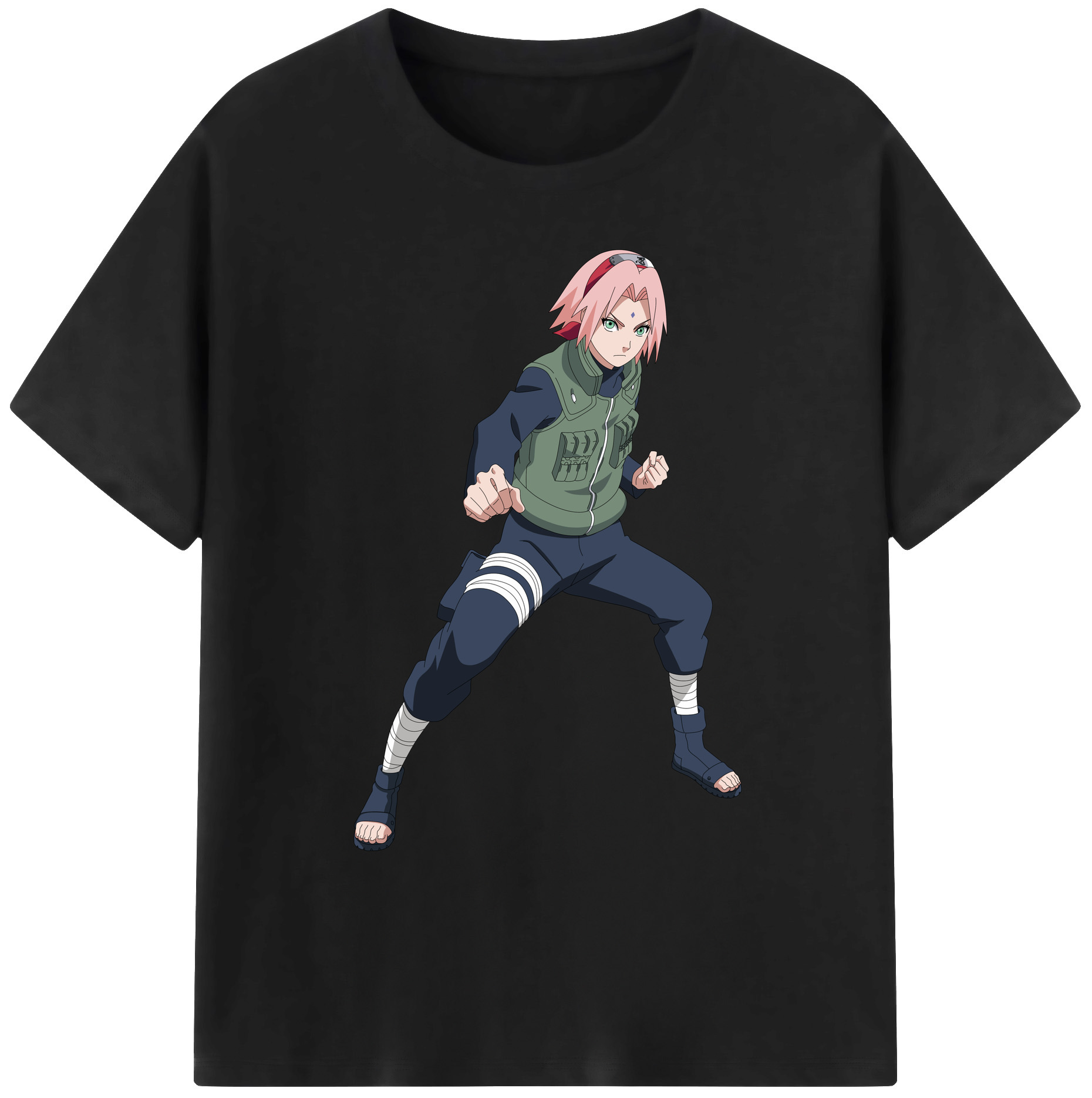 （画像用） NARUTO -ナルト- 春野サクラ Haruno Sakura 綿100％ メンズ半袖Tシャツ｜肌触りやわらか＆通気性