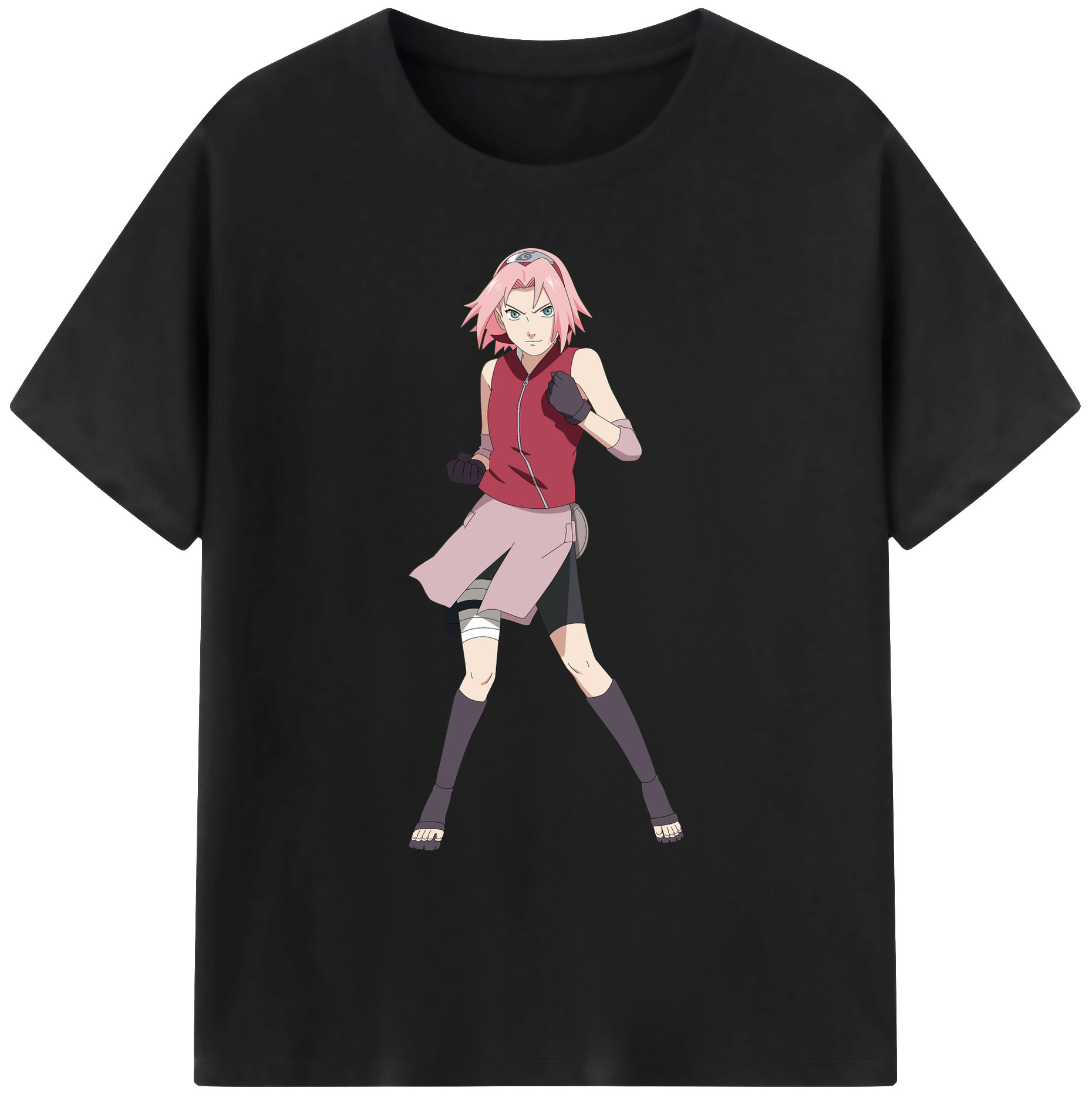 （画像用） NARUTO -ナルト- 春野サクラ Haruno Sakura 綿100％ メンズ半袖Tシャツ｜肌触りやわらか＆通気性