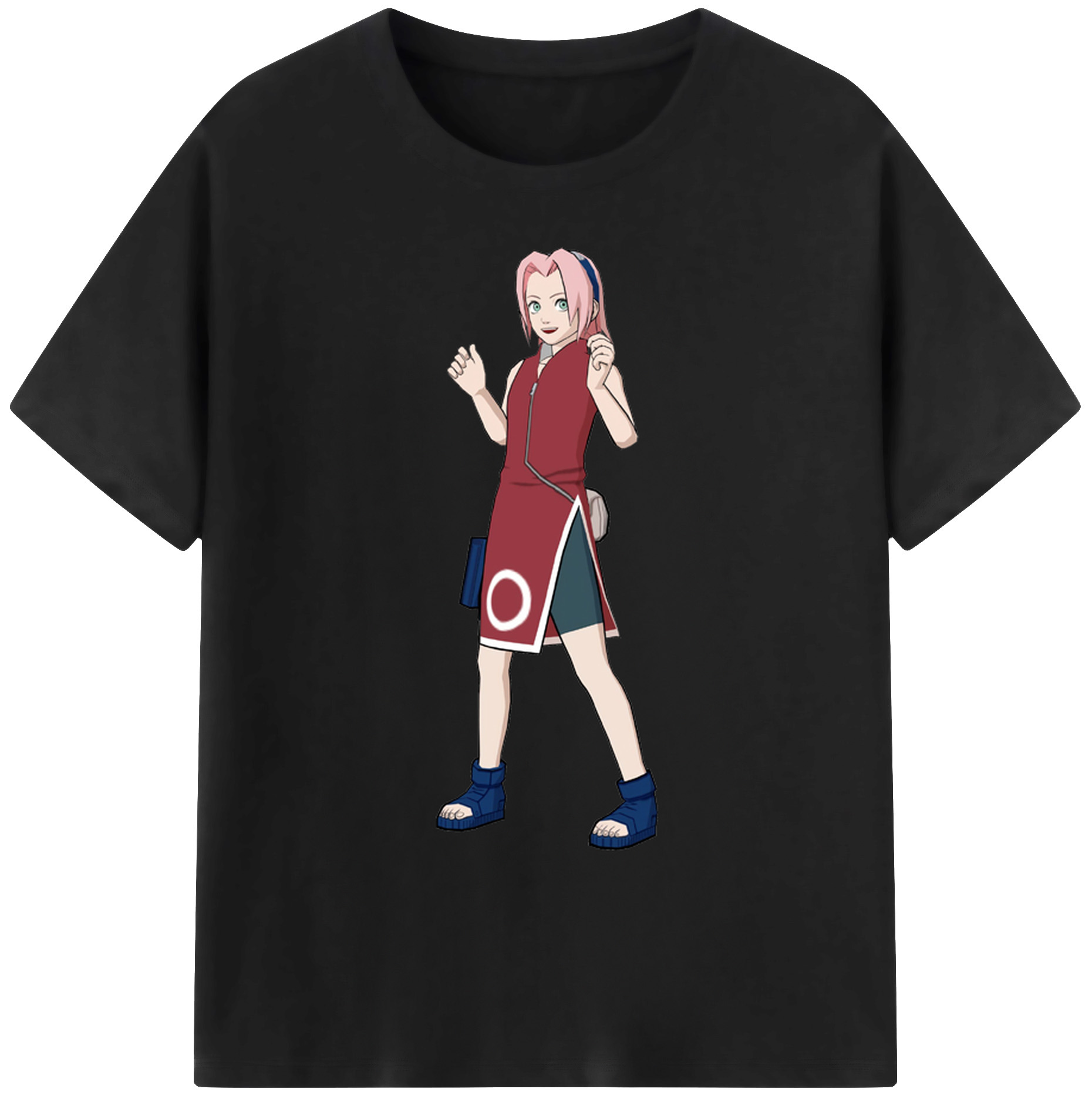 （画像用） NARUTO -ナルト- 春野サクラ Haruno Sakura 綿100％ メンズ半袖Tシャツ｜肌触りやわらか＆通気性